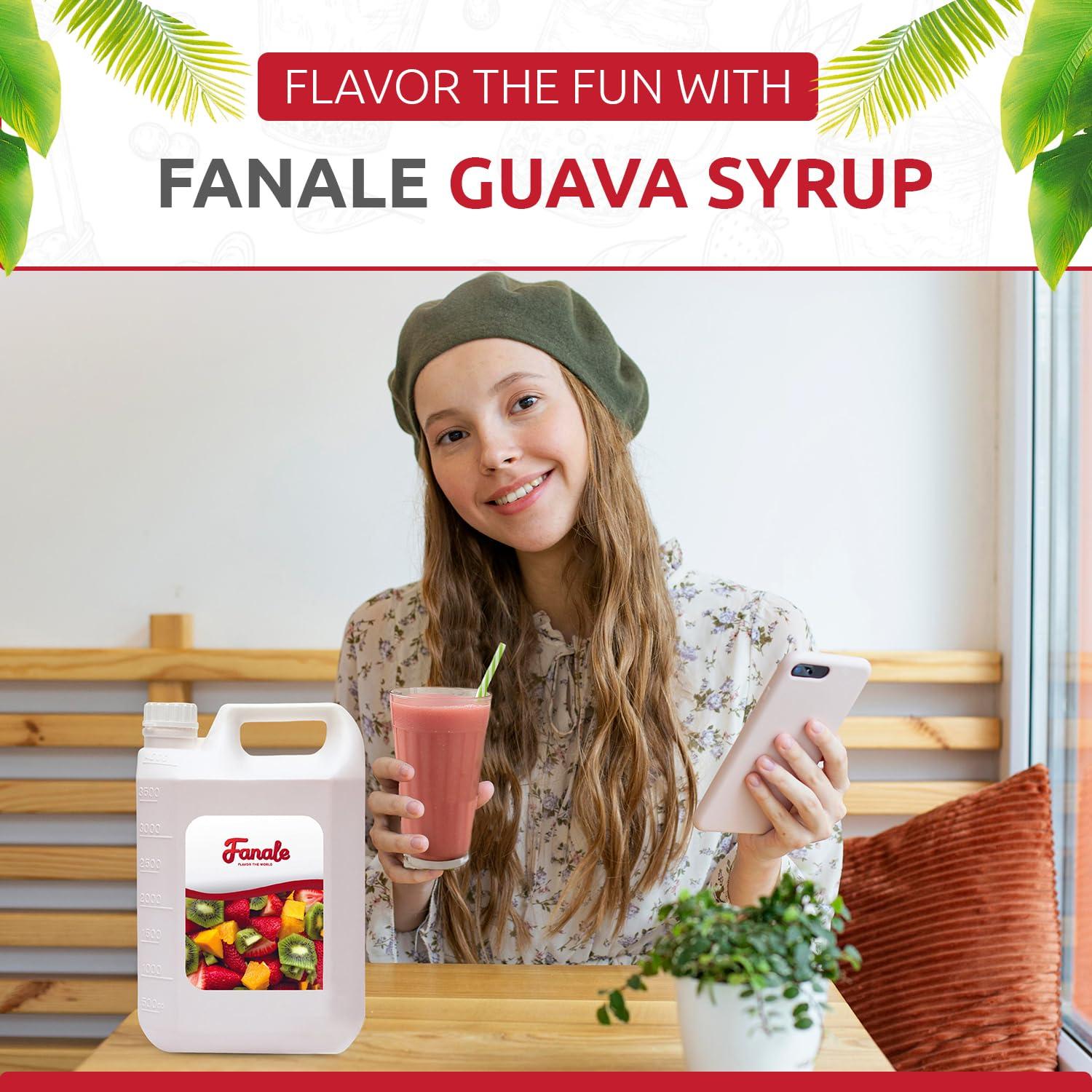 Fanale Fanale Premium Flavoring Concentrated Syrup for Bubble Tea 11 lb | Guava Flavor Syrup | for Boba Tea, Smoothies, Slushes, Desserts | 11lb | Pack of 4 | SRP210-CS