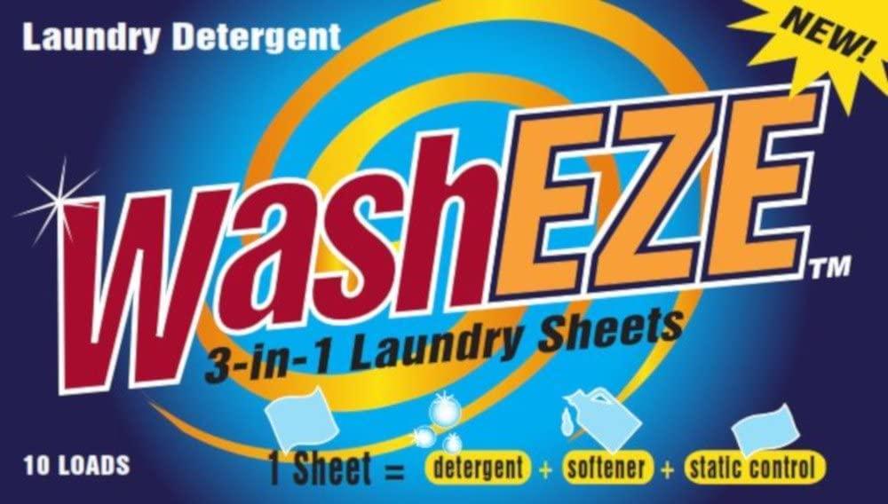 WashEZE WashEZE (10 Ct) All in One Laundry Sheets Scented - Detergent-Fabric Softener-Stain Fighter - Static Guard Soap Sheet -All in One Detergent Sheet- Travel and Dorm Friendly