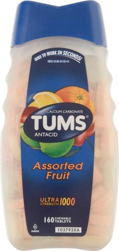TUMS TUMS Ultra Strength Antacid Tablets for Chewable Heartburn Relief and Acid Indigestion Relief, Assorted Fruit - 160 Count (Pack of 2)