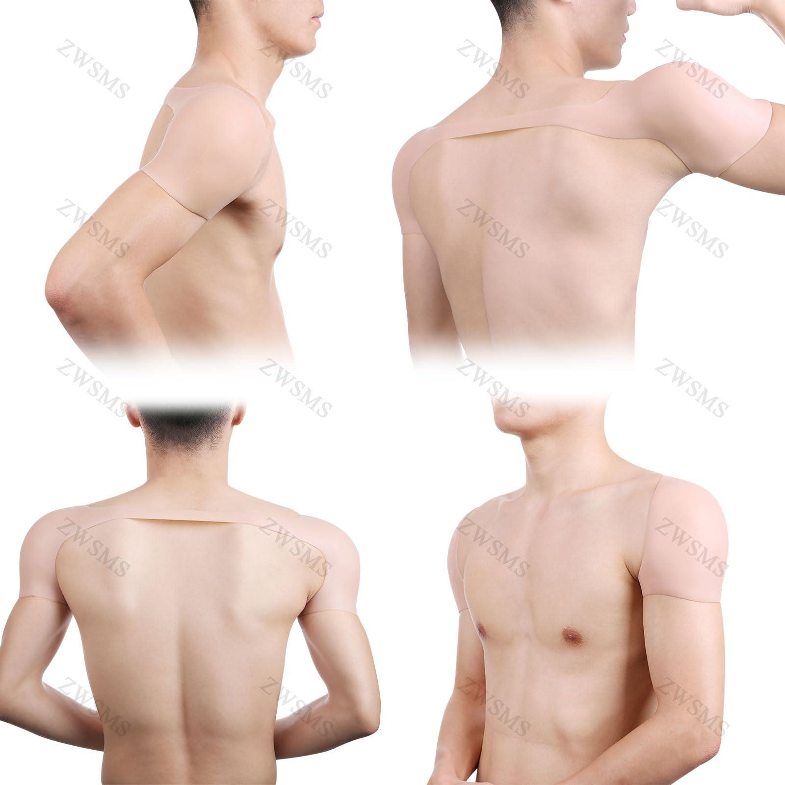 ZWSMS ZWSMS Men\'s Silicone Shoulder Pads Anti-Slip Shoulder Push-up Pads Reusable Invisible Enhancer Shoulder Pads for Clothing,Color 2,L