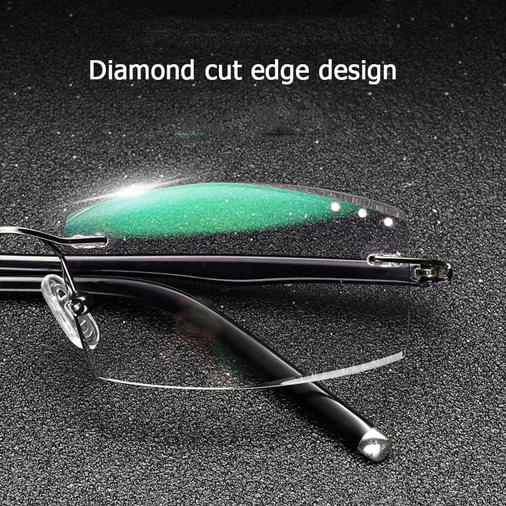 NWB Rimless Reading Glasses Blue Light Blocking for Men,Spring Hinge,Stylish Eyeglasses Anti Eye Strain/Glare/UV