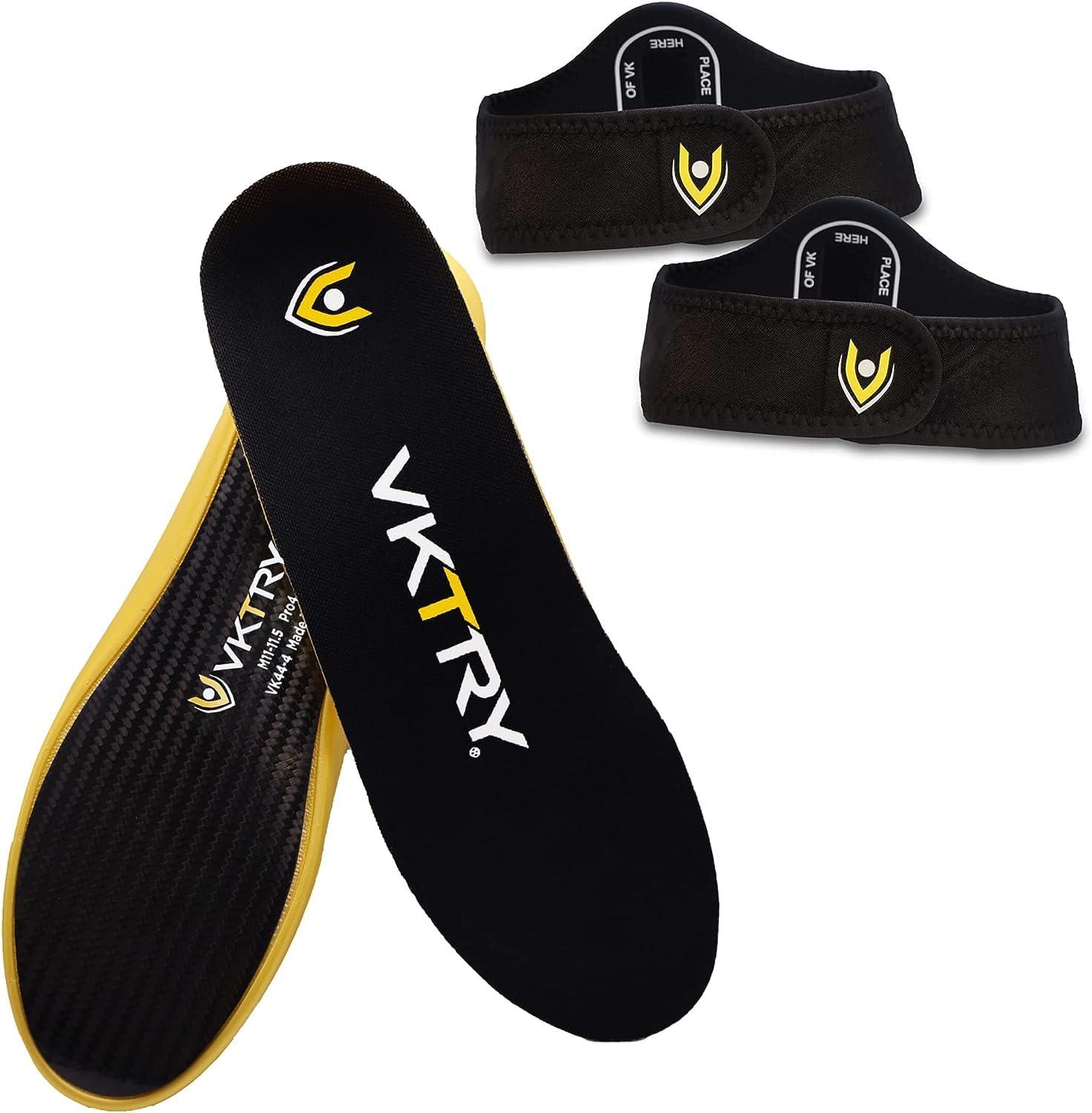 VKTRY VKTRY Performance Insoles - Gold VKs Carbon Fiber Shock Absorbing Sport Shoe Insoles for Pro Running, Basketball, Athletics US: Men 11-11.5, Women 13-13.5 and Booster Strap Insoles Large