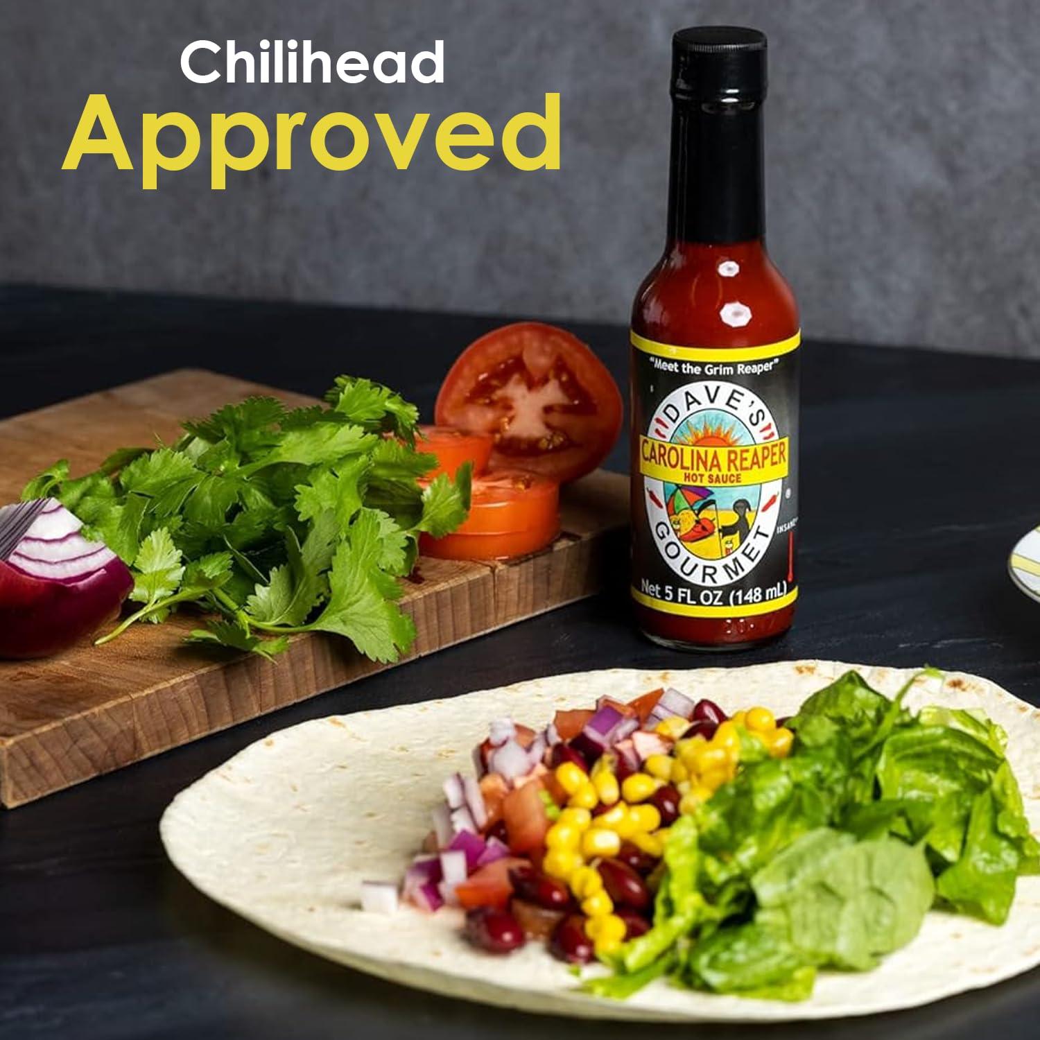 Dave's Gourmet Dave's Gourmet Carolina Reaper Hot Sauce Add Flavor and Heat to Dips, Spreads, Sauces and Marinades - 3 Bottles