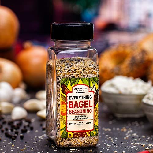 Unpretentious Everything Bagel Seasoning Add Texture & Flavor to Any Recipe, Mix of Sesame Seeds, Garlic, Onion & Salt, Convenient Shaker Bottle (8 Ounce)