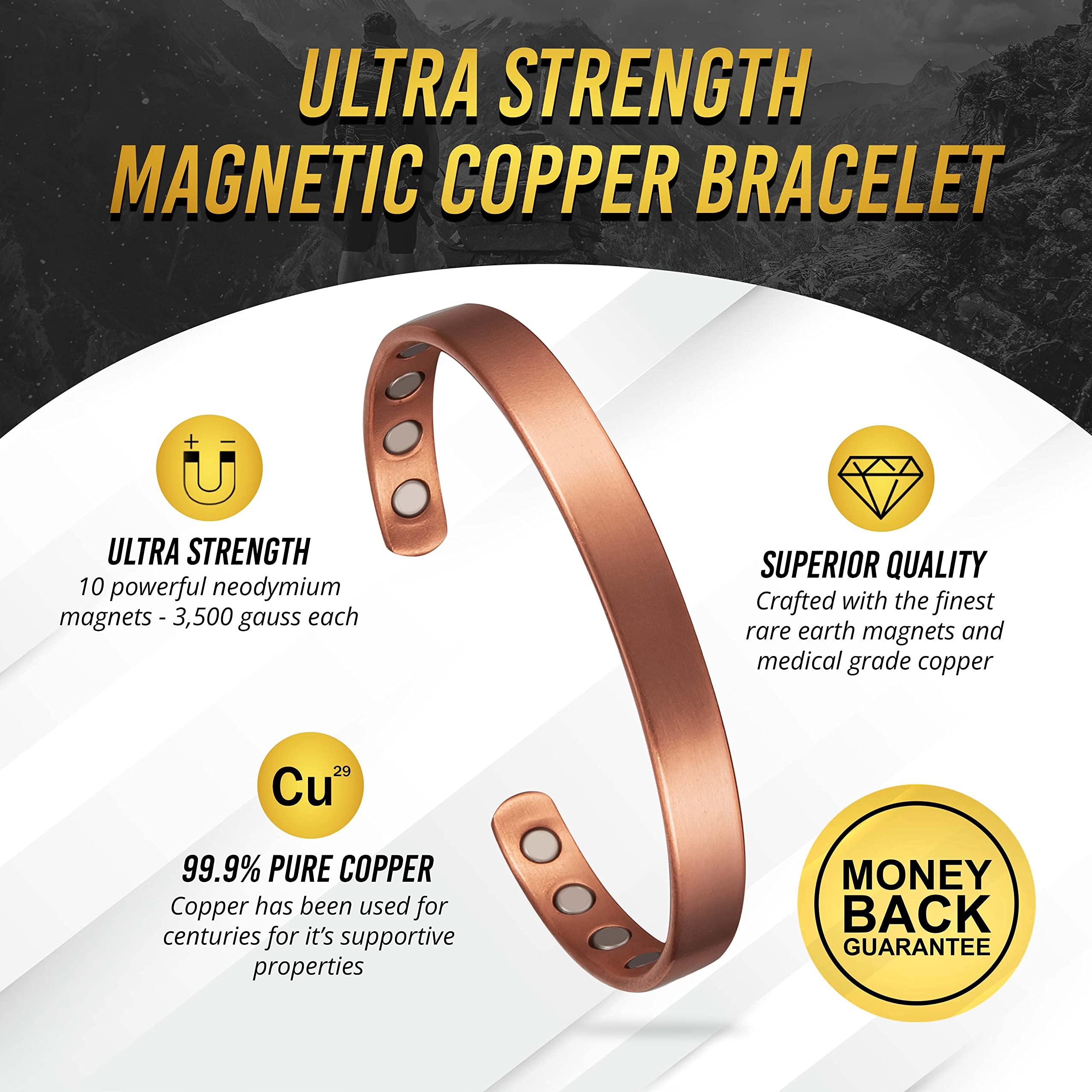 MagnetRX MagnetRX Magnetic Copper Bracelet Cuff Elegant Pure Copper Bangle Unisex Magnetic Copper Bracelets for Men & Women (Large)