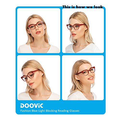 DOOViC DOOViC 4-Pack Reading Glasses Blue Light Blocking Computer Readers Anti Eyestrain New Classic Style Spring Hinge Glasses for Women 1.5 Strength