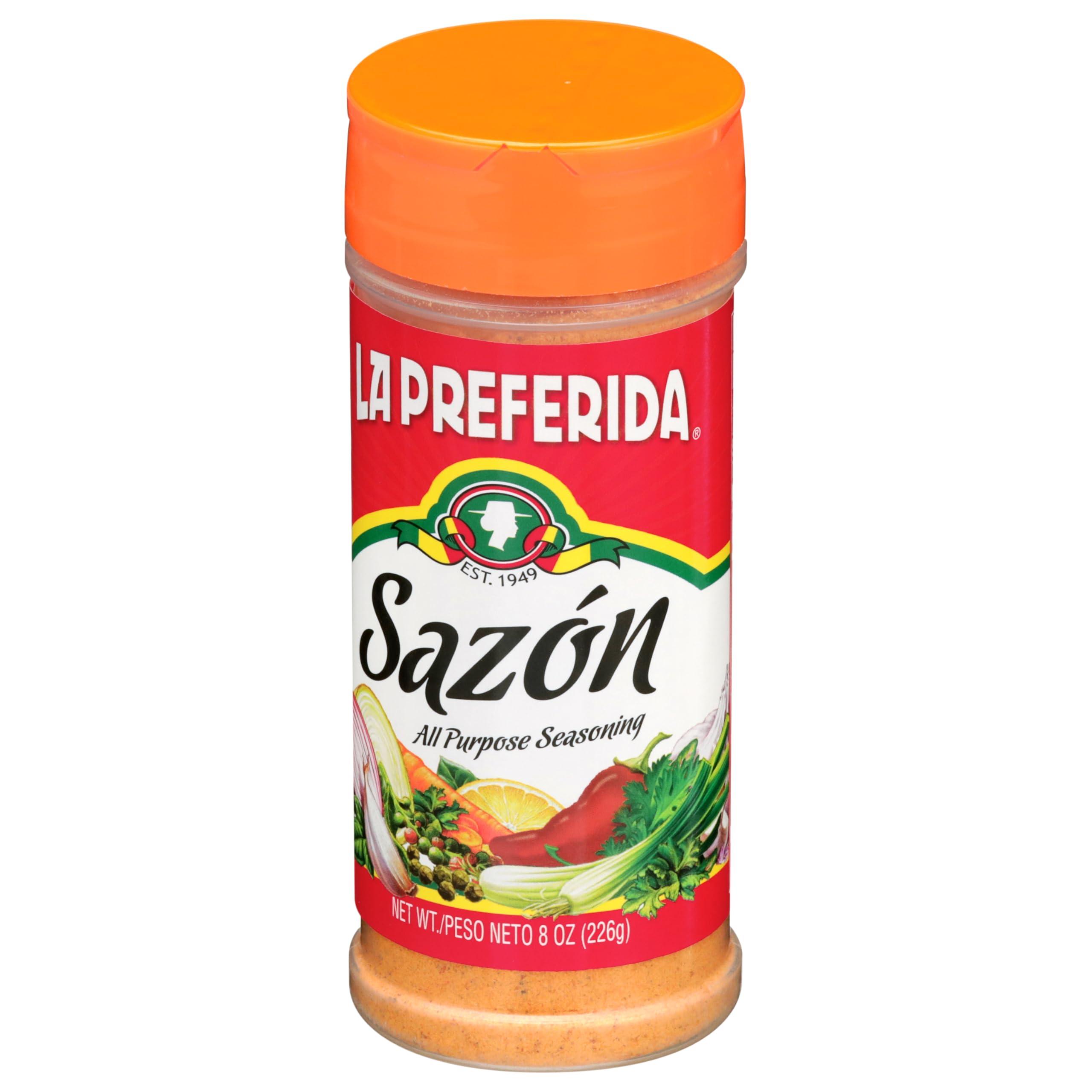 LA PREFERIDA La Preferida Sazon Seasoning, All-Purpose Mexican Spice Blend, Vegan, Bold Flavor of Paprika, Garlic, and Onion, One-Step Seasoning for a Fool-Proof Meal, 8 oz.