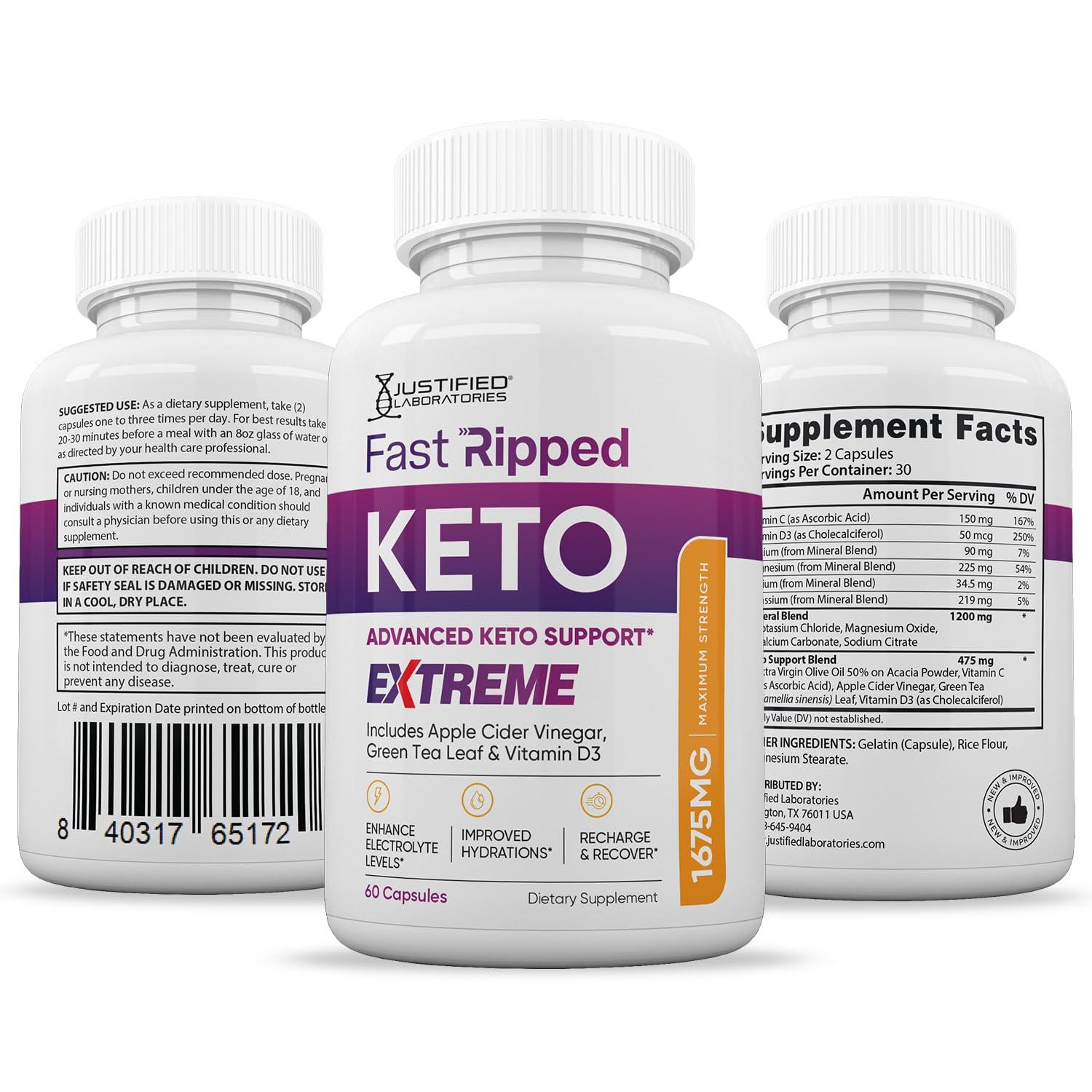 Justified Laboratories (10 Pack) Fast Ripped Keto ACV Extreme Pills 1675MG Keto Support Blend Capsule Alternative to Keto ACV Gummies Formulated with Apple Cider Vinegar Extra Virgin Olive Oil Powder Green Tea 600 Capsules