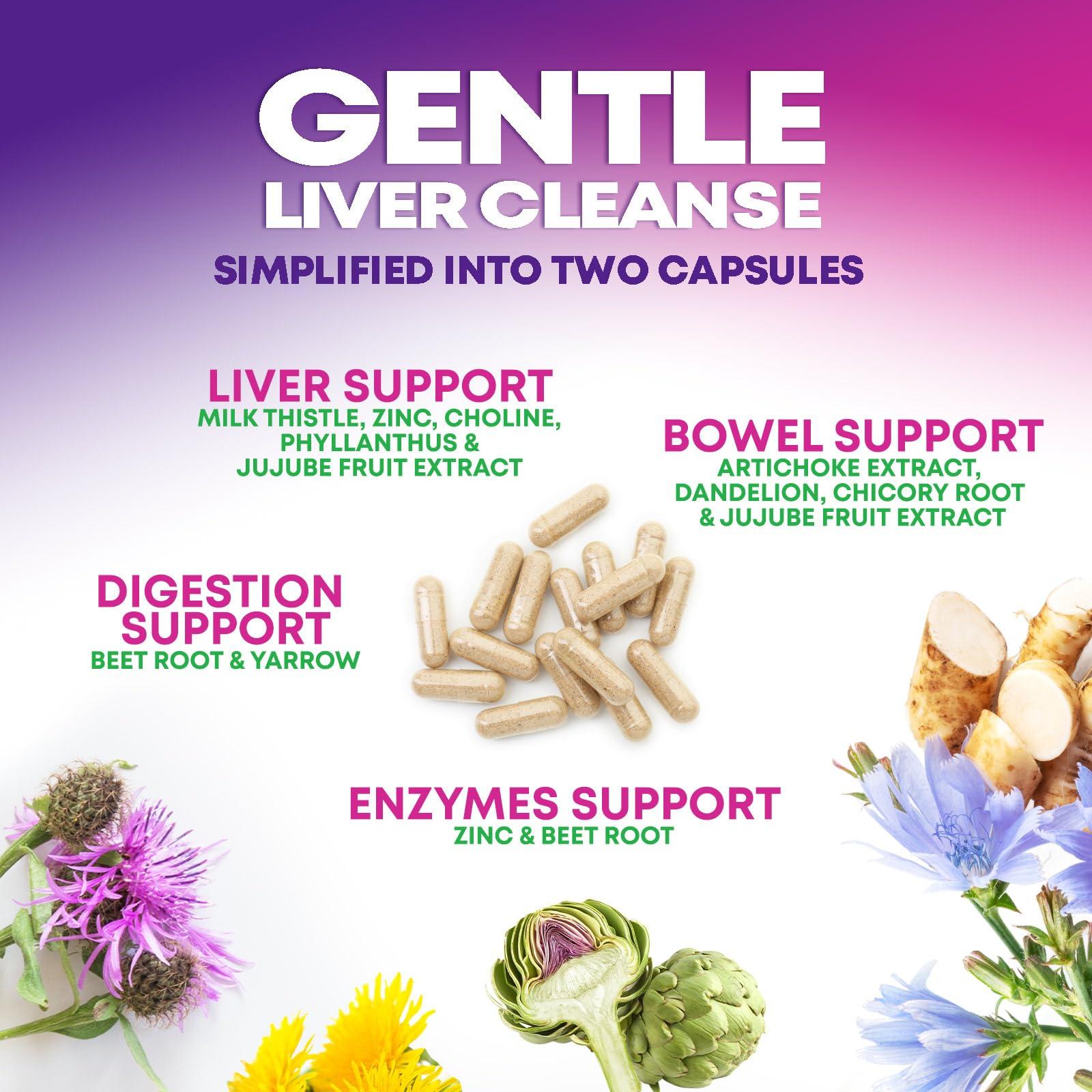 Health Nutrition Naturals Gentle Liver Cleanse Detox & Repair Formula - Herbal Liver Support Supplement: Milk Thistle with Silymarin, Artichoke Extract, Dandelion, Beet, Chicory Root, & Turmeric for Liver Health - 240 Capsules