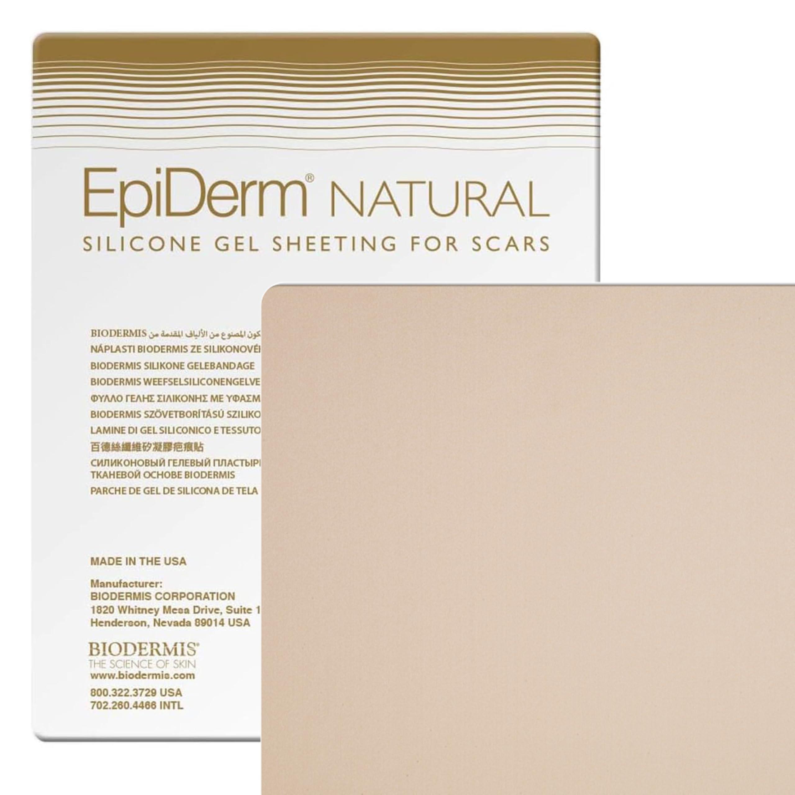 BIODERMIS Epi-Derm Large Sheets, Premium Grade Silicone Scar Sheets for C-Section, Tummy Tuck, Hysterectomy & Cardiac Surgery Scars, Easy To Use & Reusable Silicone Gel Sheets for Scars, 11 x 15.75 in - Natural