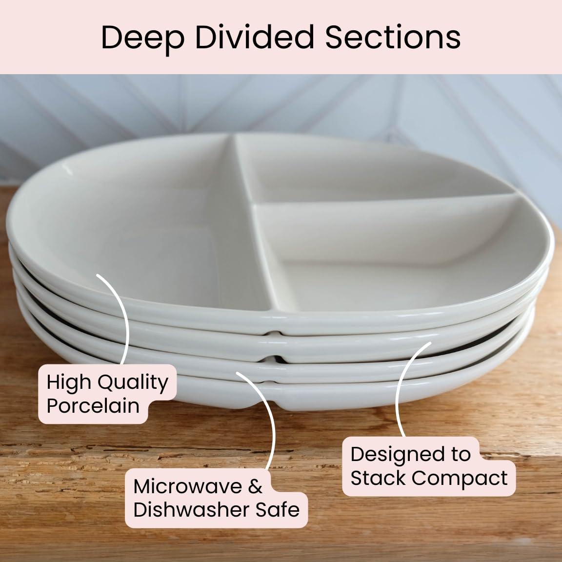 Uba Uba Portion Control Plate and Bowl Porcelain Set for Healthy Eating and Bariatric Diet - 2 Pack