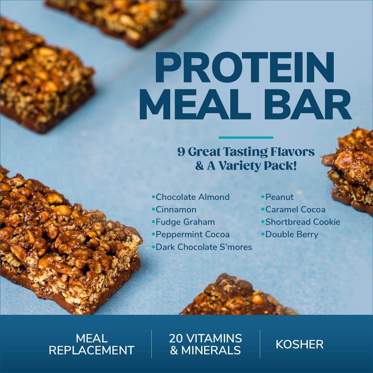 WonderSlim WonderSlim Meal Replacement Protein Bar, Fudge Graham, 15g Protein, 20 Vitamins & Minerals (7ct)
