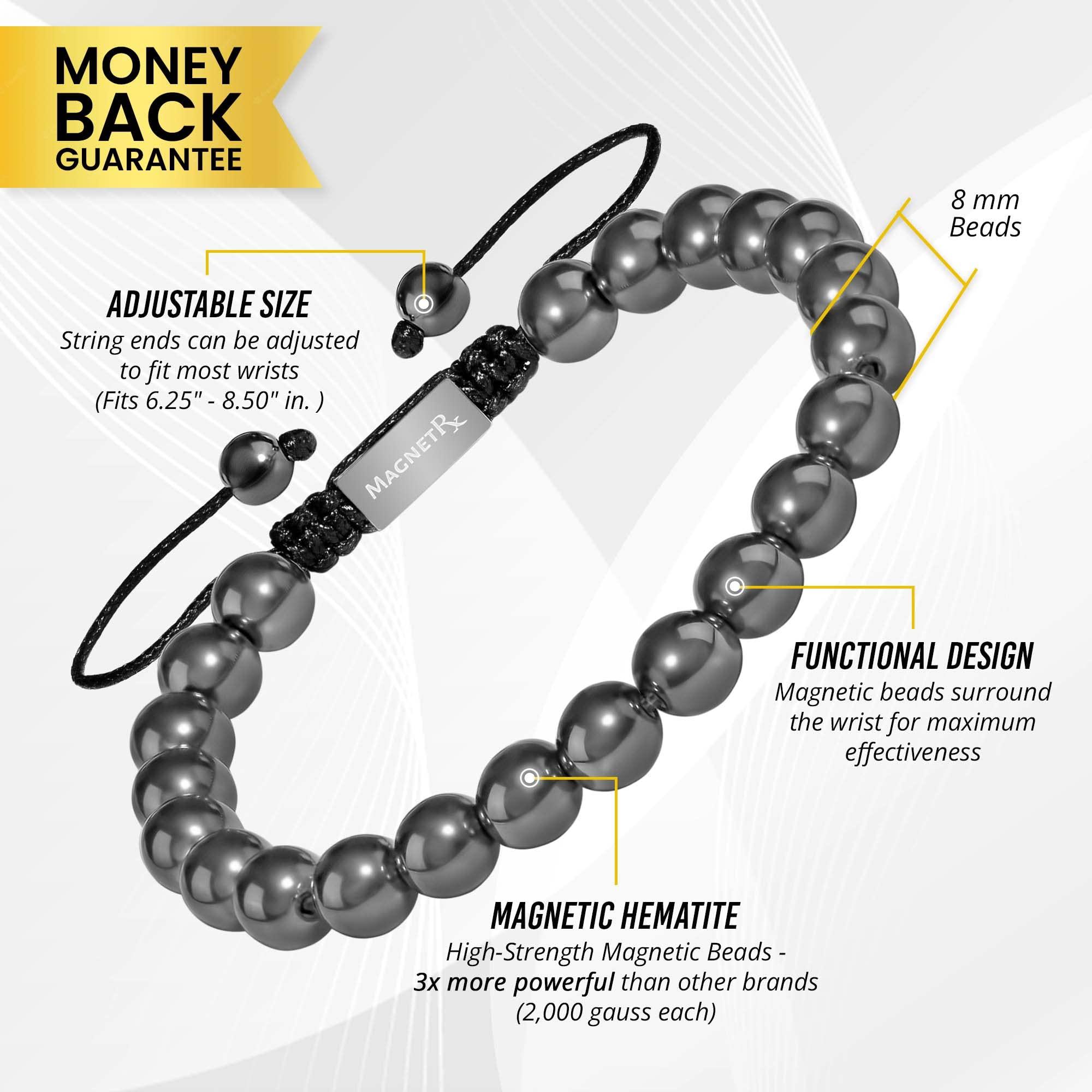 MagnetRX MagnetRX Hematite Magnetic Bracelet - MAX Strength Natural Stones - Beaded Magnetic Hematite Bracelets (Classic 8mm Bead)