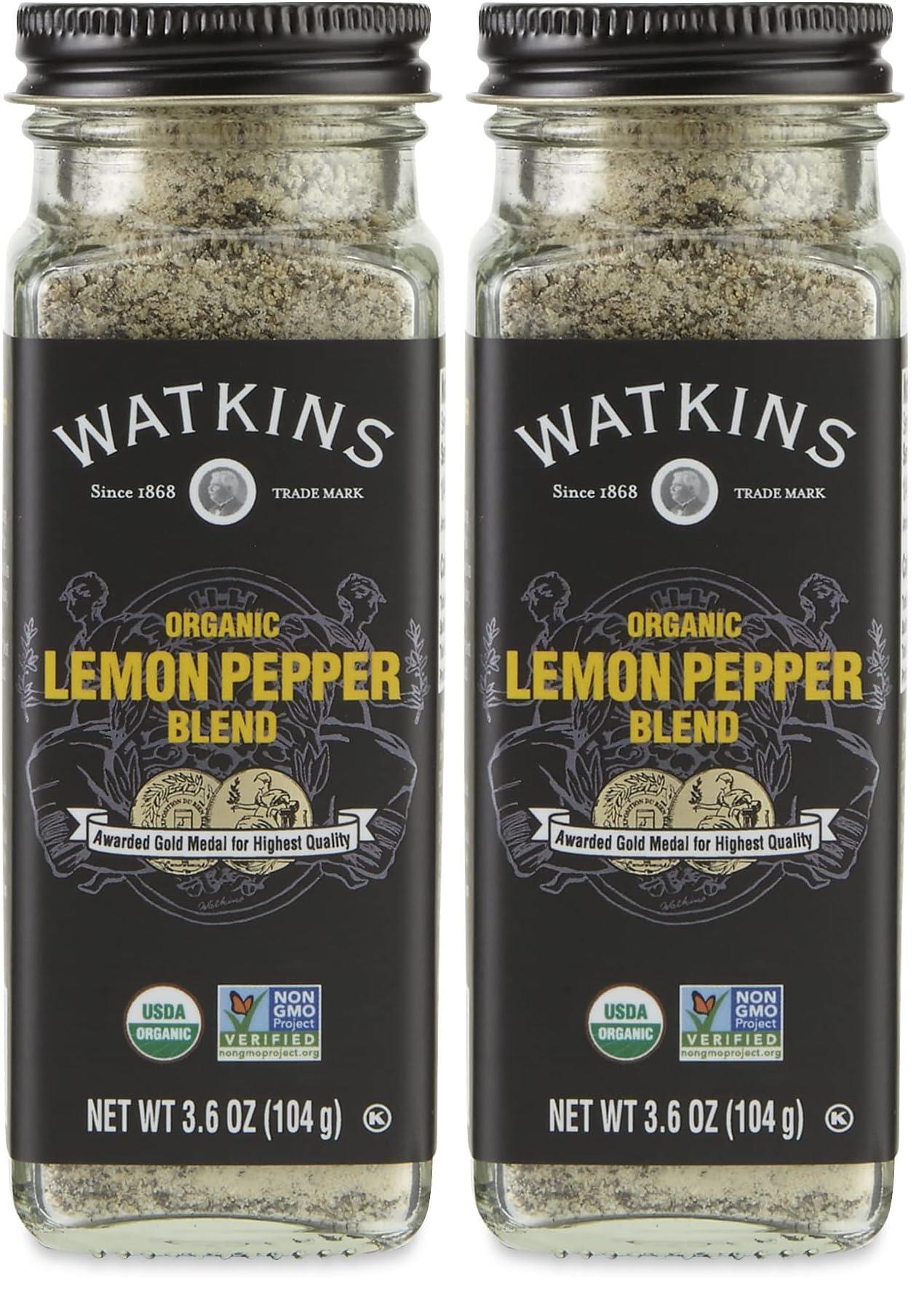 Watkins Watkins Gourmet Organic Spice Jar, Lemon Pepper Blend, 3.6 Ounce ., 3.6 Ounce (Pack of 2)