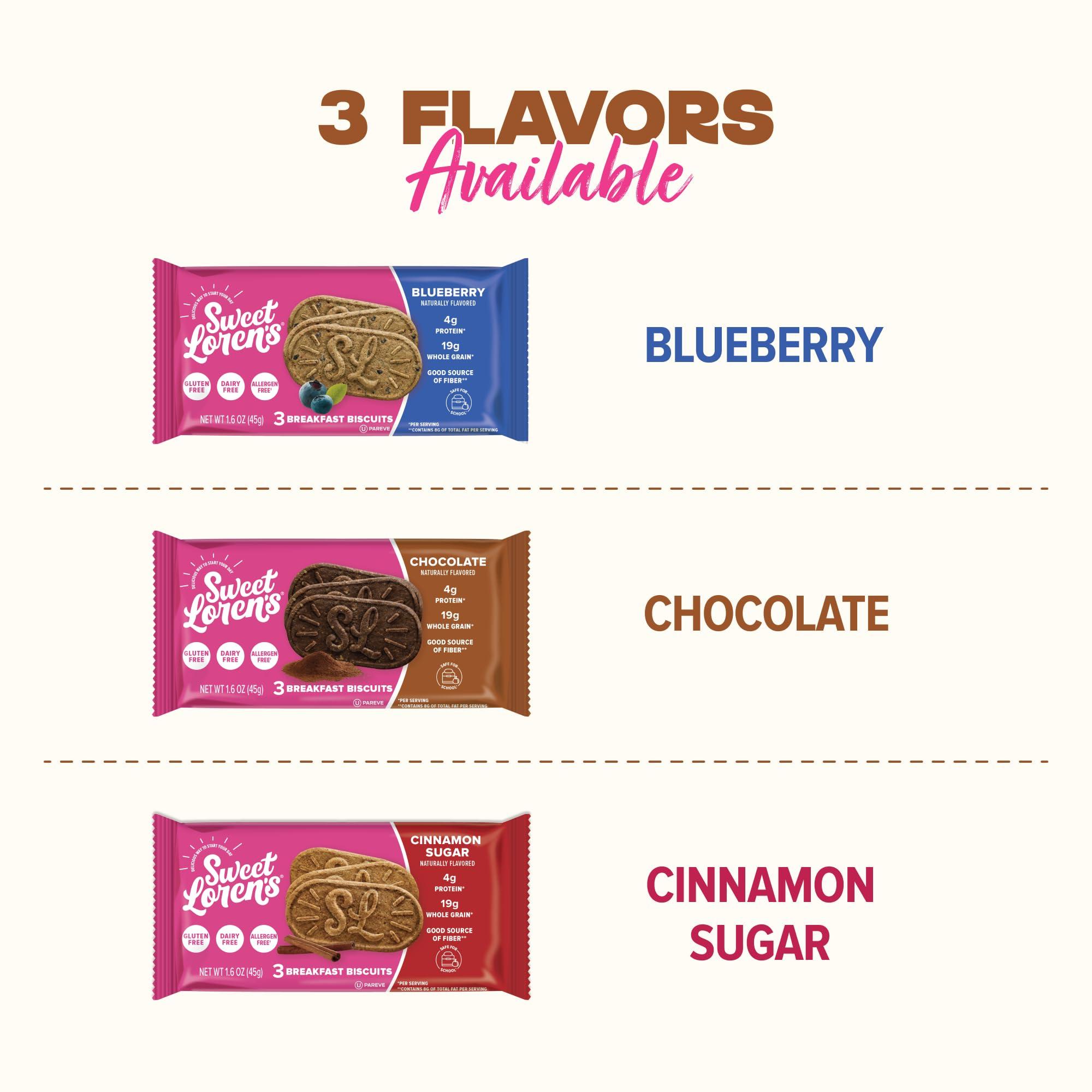 Sweet Loren\'s Sweet Loren\'s Vegan Breakfast Biscuits | Chocolate | 4g Protein, 19g Whole Grains | Plant Based, Gluten Free, Dairy Free, Nut Free Snacks | 6 Pack (30 Total Biscuits, 1.6 ounce each)