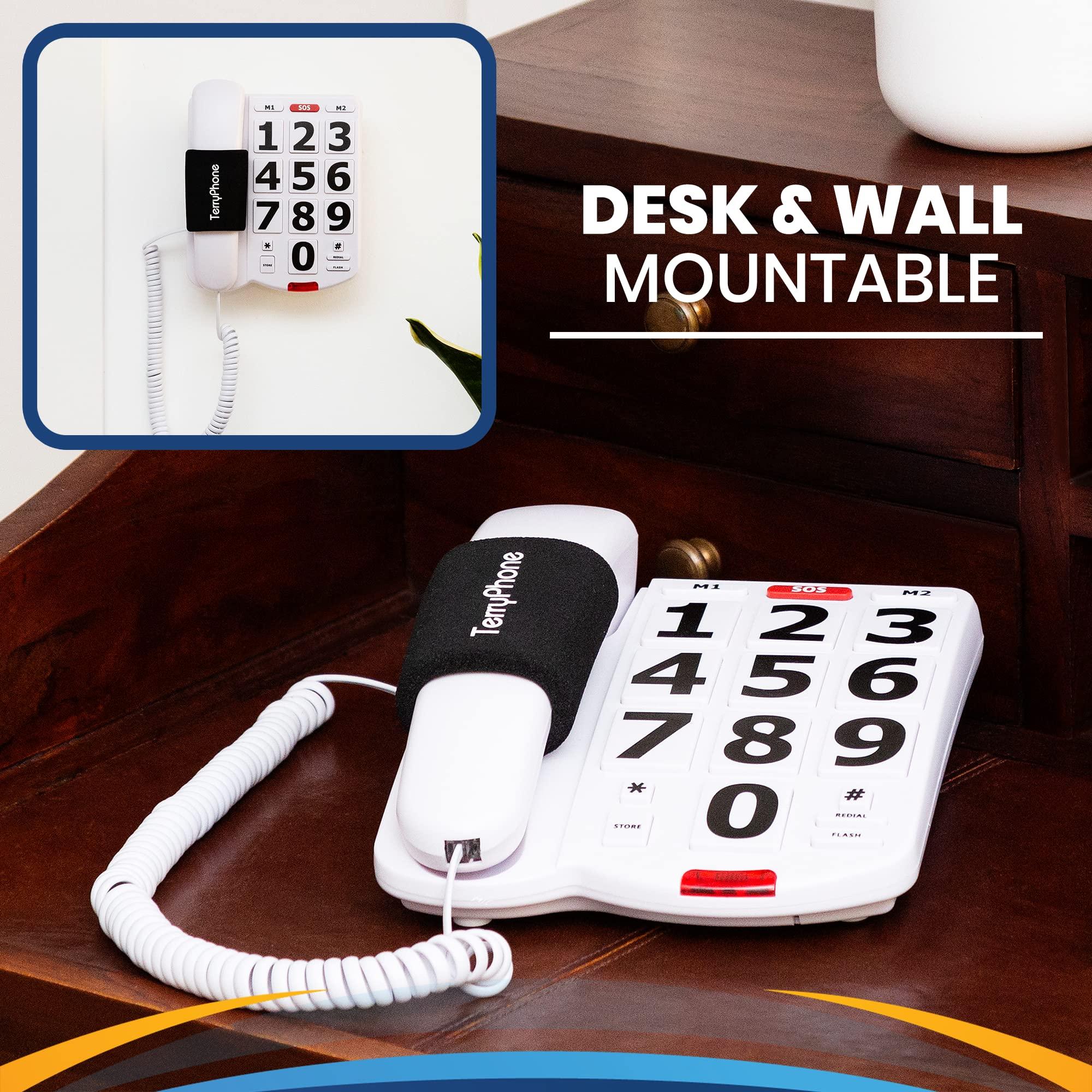 Acenis Acenis Big Button Phone for Seniors - Corded Landline Telephone - Large Buttons and One-Touch Dialling for Visually Impaired - 80 dB Amplified Ringer for Hearing Impaired, Ergonomic Non-Slip Grip