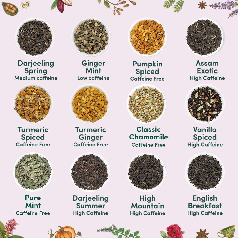 VAHDAM VAHDAM, Assorted Valentines Day Tea Gift Set | Classic Valentine Day Gift Box - 24 Unique Flavor in Individually Wrapped Pyramid Tea Bags | Valentines Day Gifts for Women & Men