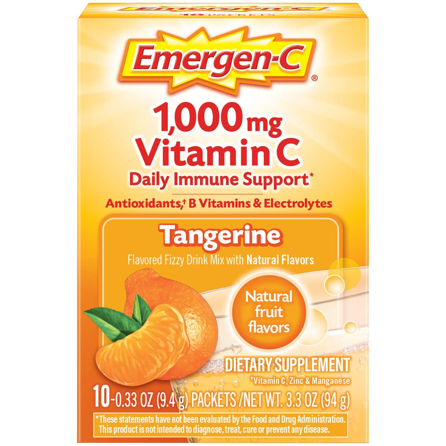Emergen-C Emergen-C Dietary Supplement with 1000mg Vitamin C (Tangerine Flavor, 10-Count 0.33 oz. Packets, Pack of 3)