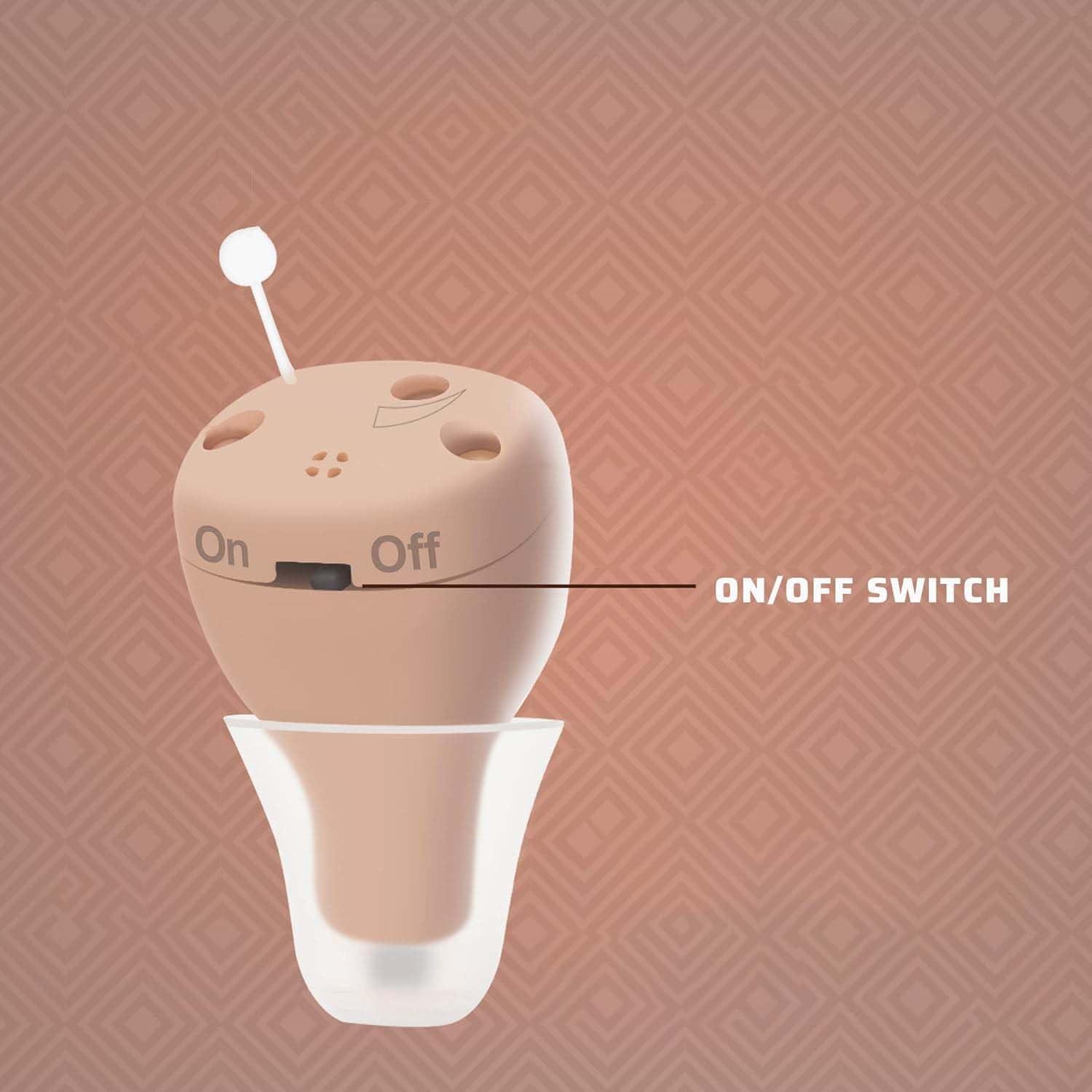 MEDca Rechargeable Hearing Amplifier to Aid and Assist Hearing, Completely-in-Canal (CIC) Nearly Invisible Mini Personal Sound Device w/Noise Cancellation & Feedback Reduction for Adults Seniors & Elderly