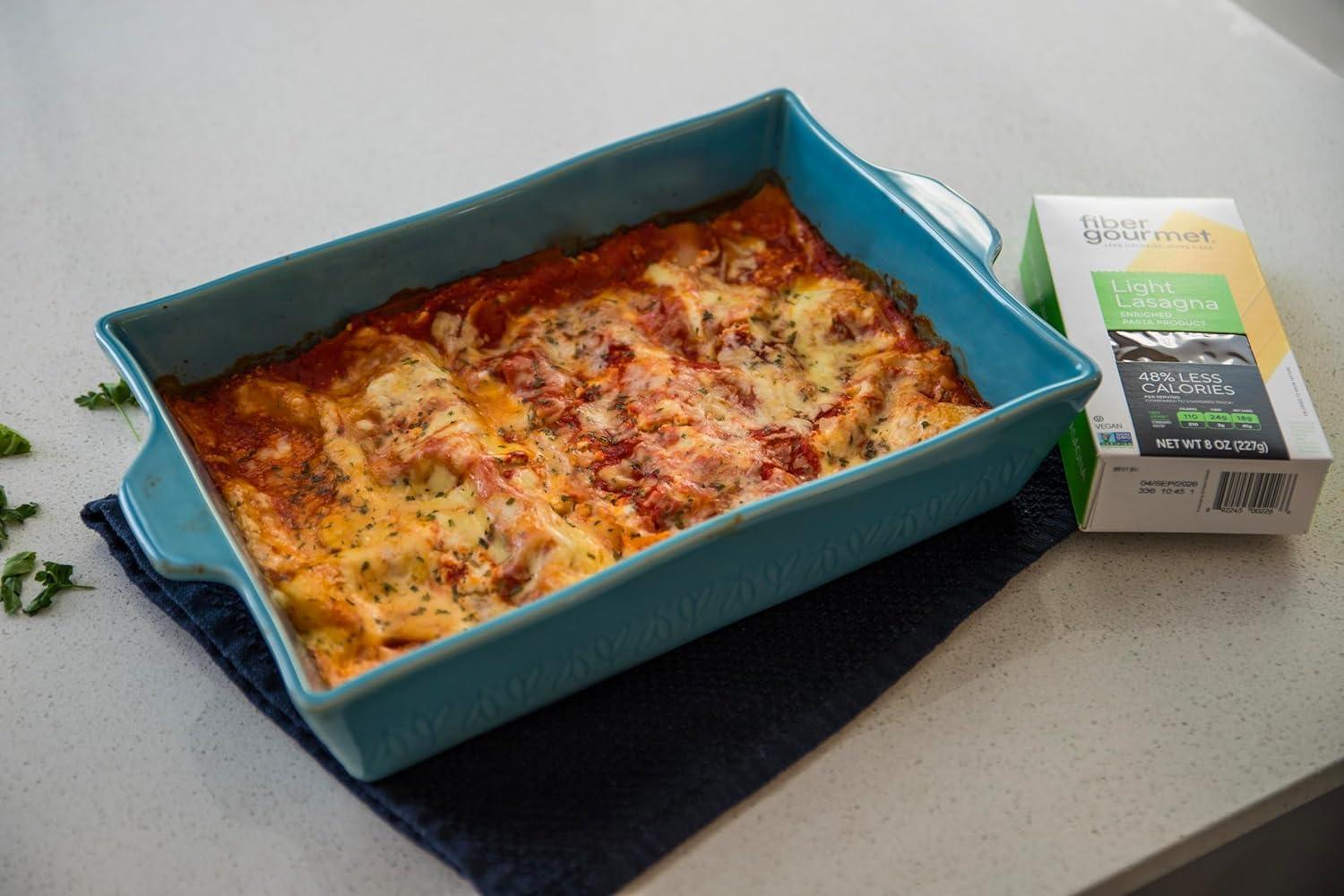 Fiber Gourmet Fiber Gourmet Pasta - Light Lasagna Pasta - Low Net Carb, Fiber-Rich, Low Calorie, Healthy Pasta - Made in Italy, Kosher, Vegan, Non-GMO - 8 Oz, Pack of 2