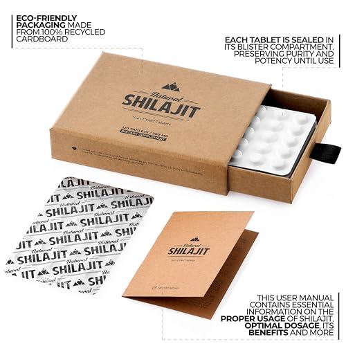 NATURAL SHILAJIT Natural Shilajit Tablets - 120 Count, Sun Dried 100% Pure Shilajit for Men & Women with Fulvic Acid & 85+ Essential Trace Minerals for Peak Physical & Mental Performance, Immune Health & Detox
