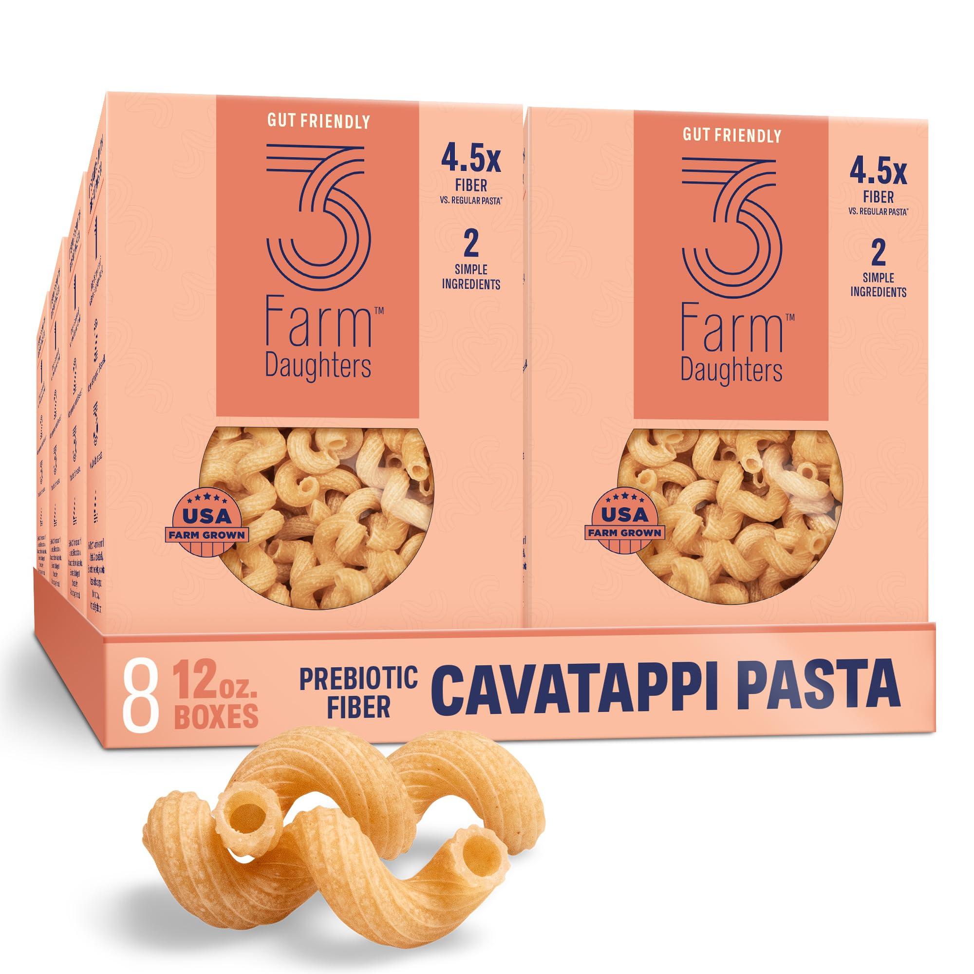 Three Farm Daughters Three Farm Daughters High Fiber Pasta Cavatappi Pack, Low GI, Non GMO Cavatappi Pasta Noodles, Low Net Carb, Made in the USA, 12 oz. (8 Pack)
