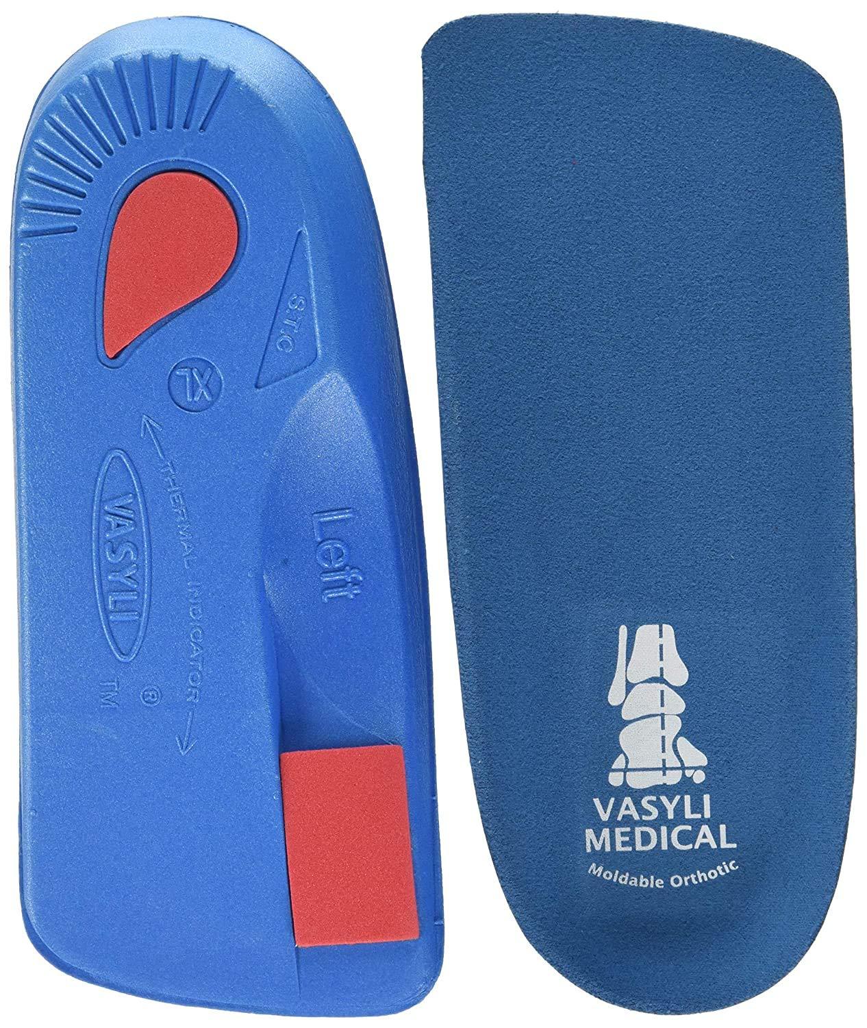 Vasyli Vasyli Custom 3/4 Length Insoles, Blue, Medium, Fast & Effective Pain Relief, Customized Biomechanical Alignment, Medium Density, General Orthotic Needs, Everyday Walking Shoes, Heat Moldable