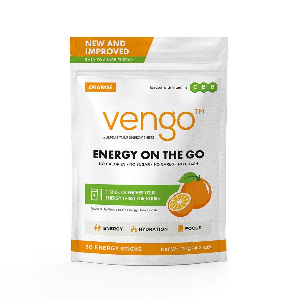 Healthy Vida Vengo Energy On The Go - Orange Flavor - 30 Pack Energy Sticks