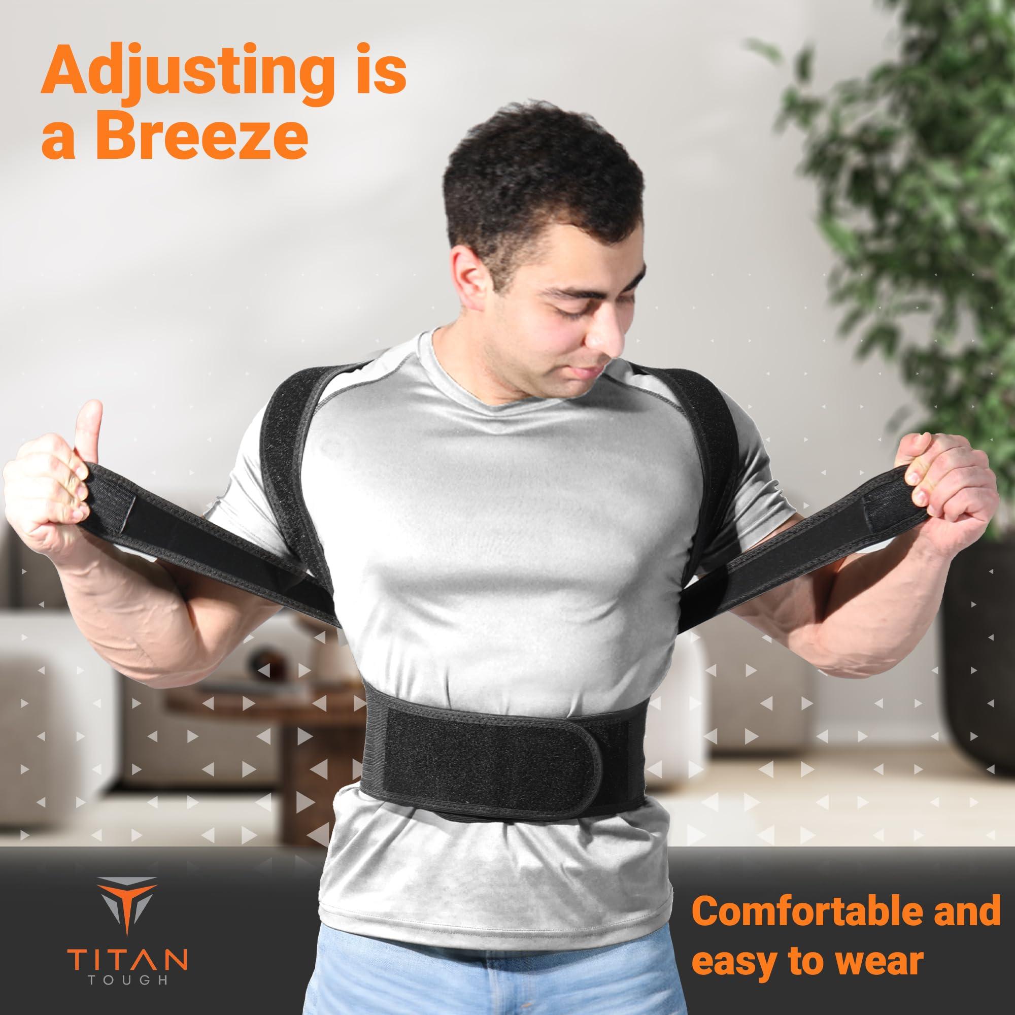 Titan Tough Titan Tough Posture Corrector for Men, Adjustable Mens Posture Corrector, Back Straightener, Correction, Support, Posture Brace for Women, Comfy Brace for Alignment (XXL)