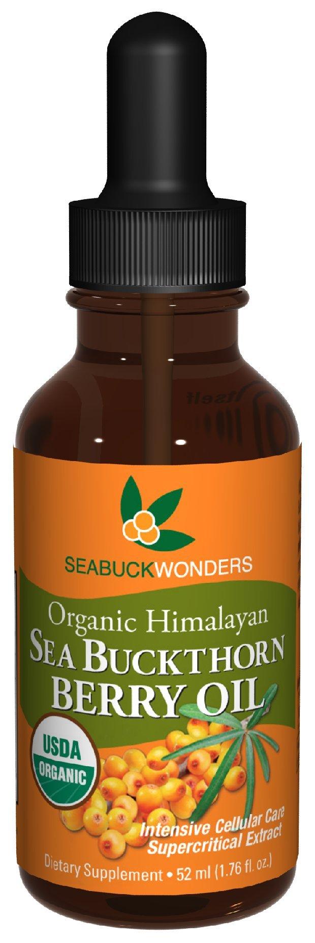 SEABUCKWONDERS SeabuckWonders Sea Buckthorn Berry Oil, 100% Certified Organic, 1.76 FL OZ Bottle (Pack of 12)