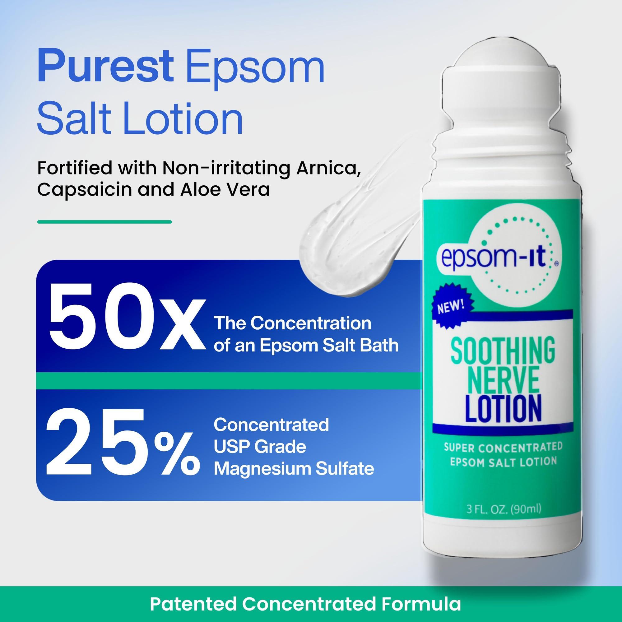 EPSOM-IT EPSOM-IT Soothing Nerve Lotion - Roll On Epsom Salt Magnesium Lotion, Topical Magnesium Cream with Capsaicin & Arnica for Tired Muscles, Restless Legs and Sleep, 3oz