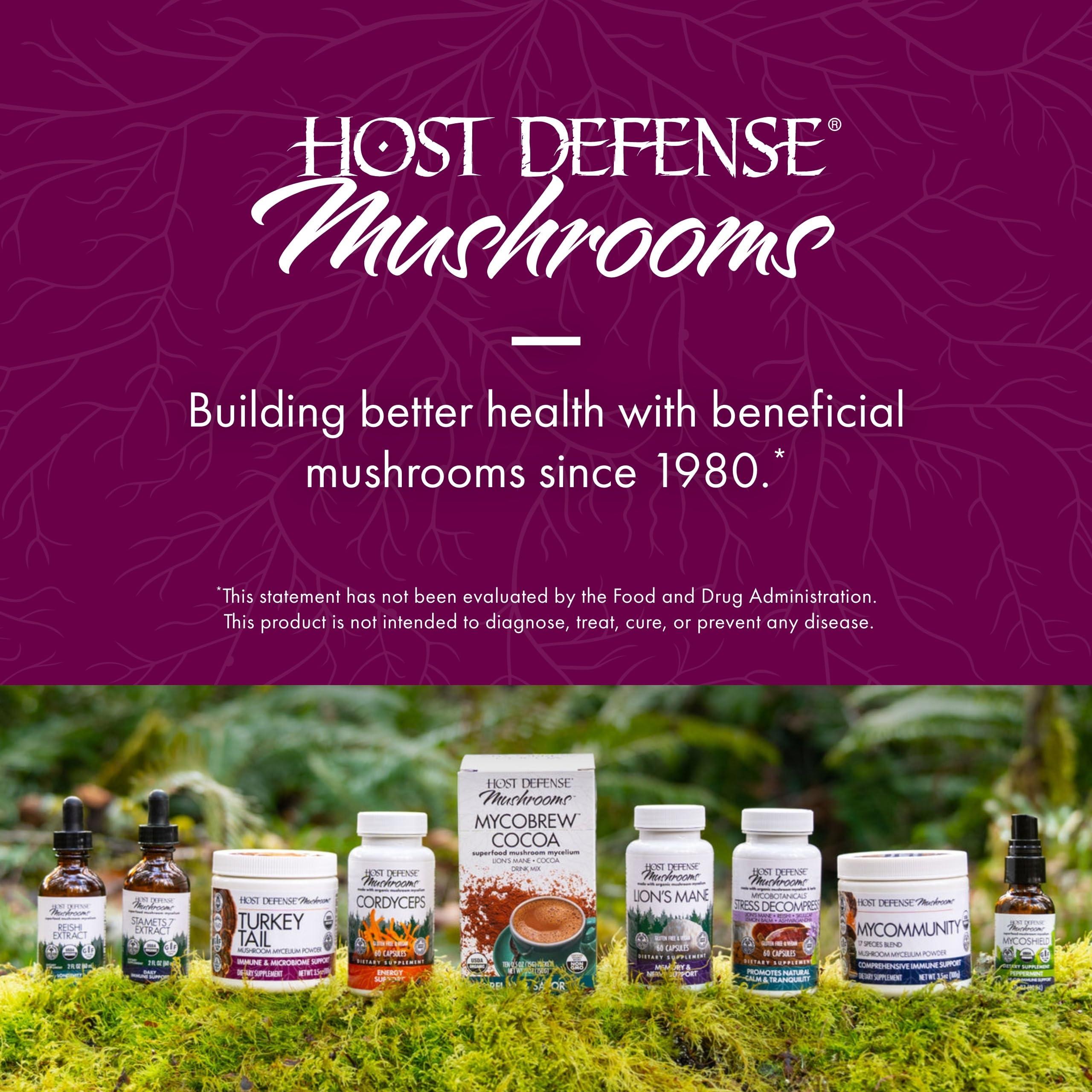 Host Defense Host Defense Turkey Tail Capsules - Digestive Health & Immune Response Support Supplement - Mushroom Supplement for Gastrointestinal & Gut Microbiome Support - 60 Capsules (30 Servings)*
