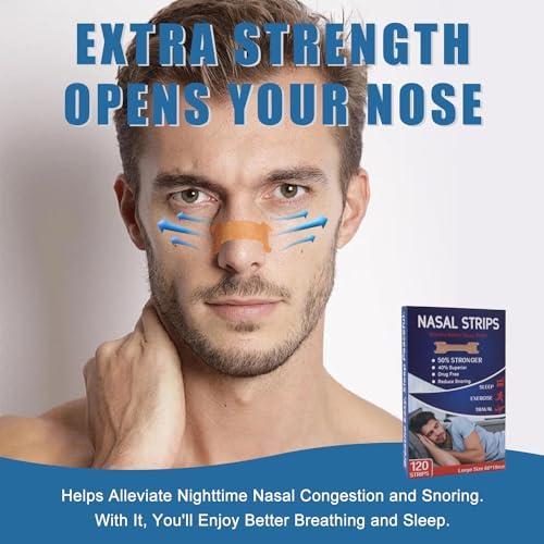 tyelason Tyelason Nasal Strips - 120 Count Nasal Strips for Snoring, Extra Strength Tan Nasal Breathing Strips to Improve Sleep, Instant Nasal Congestion Relief Caused by Colds & Allergies