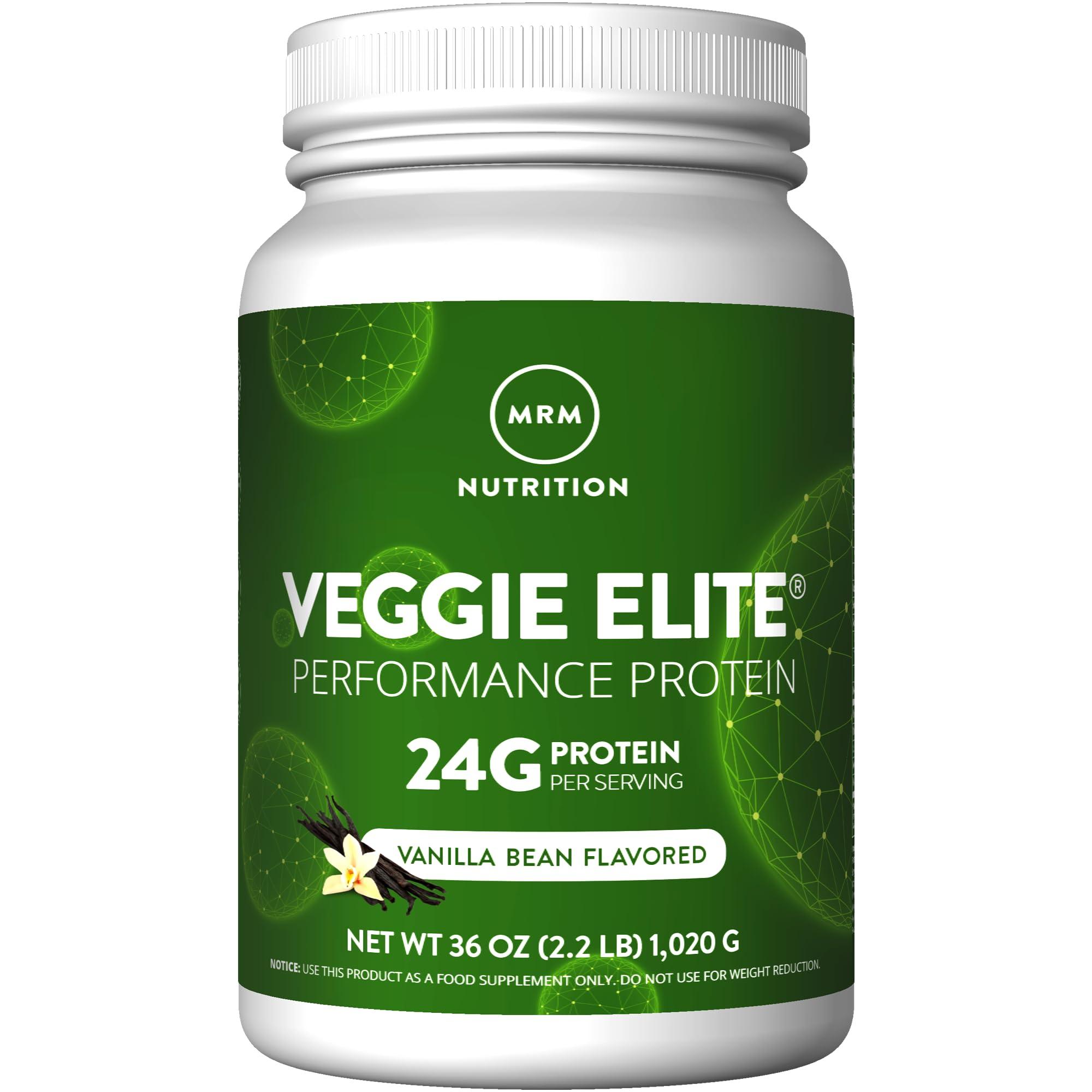 MRM MRM Nutrition Veggie Elite Performance Protein | Vanilla Bean Flavored| Plant-Based Protein| Easy to Digest | with BCAAs| Vegan + Gluten-Free | Clinically Tested| Digestive enzymes | 30 Servings