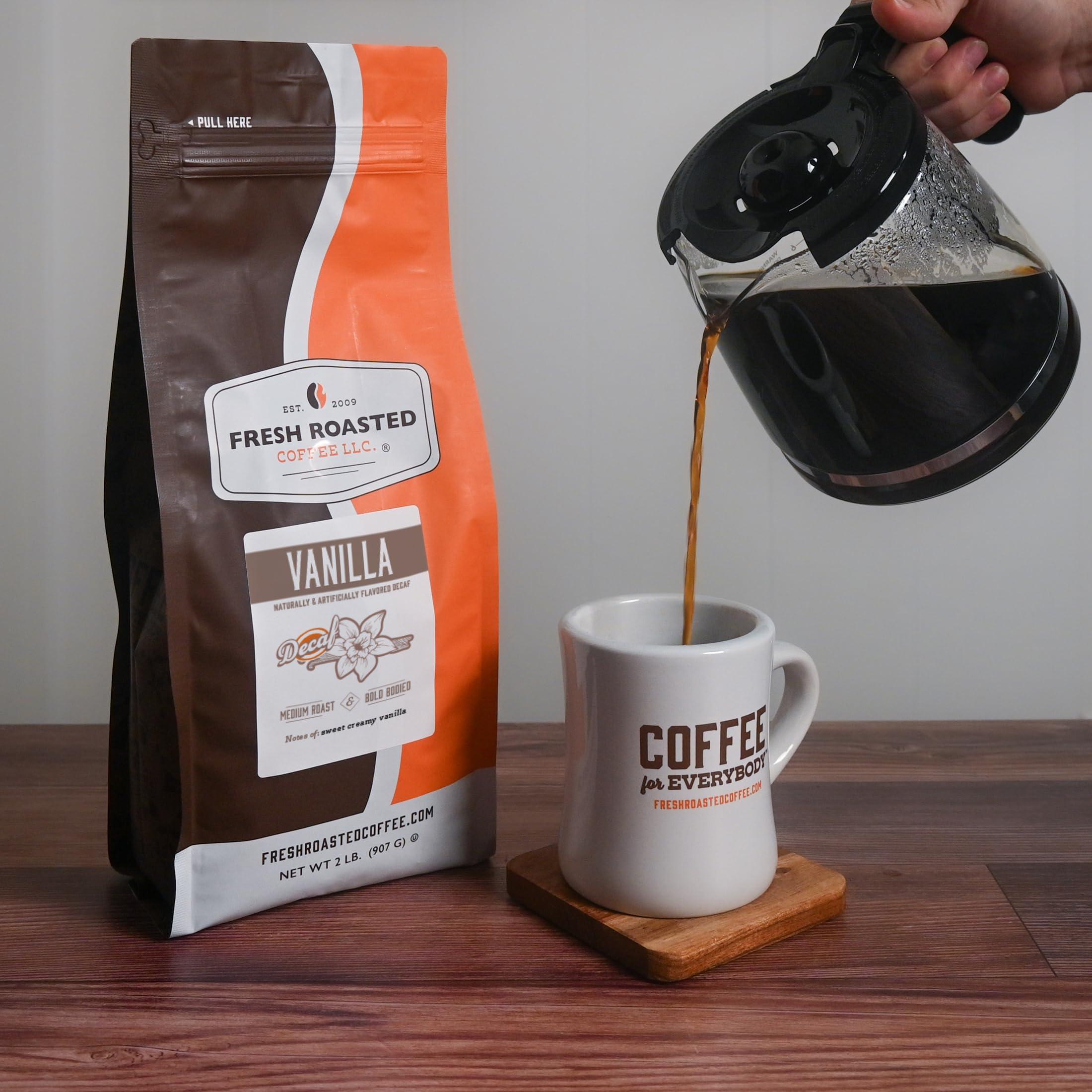 Fresh Roasted Coffee Fresh Roasted Coffee, Decaf Vanilla Flavored Coffee, 2 lb (32 oz), Medium Roast, Kosher, Whole Bean