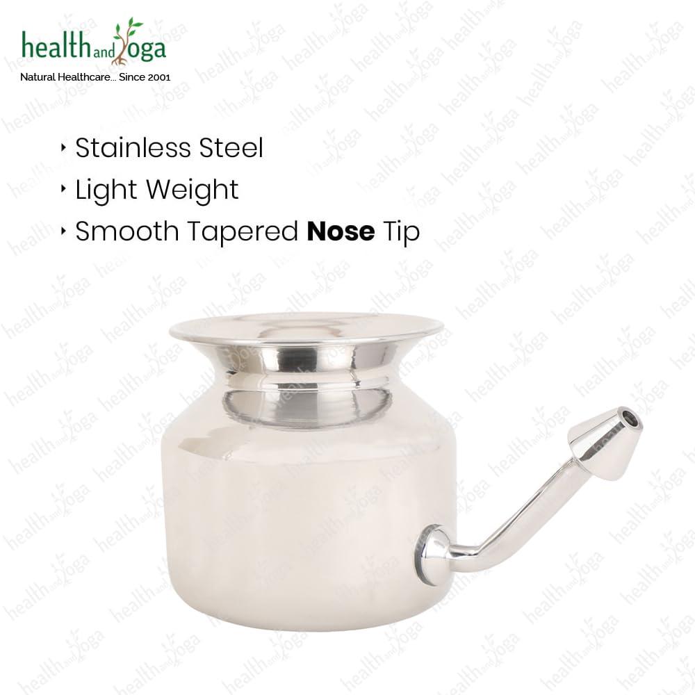 SoulGenie HealthAndYoga SteloKleen Stainless Steel Neti Pot for Sinus Congestion (Ayurvedic JalNeti)