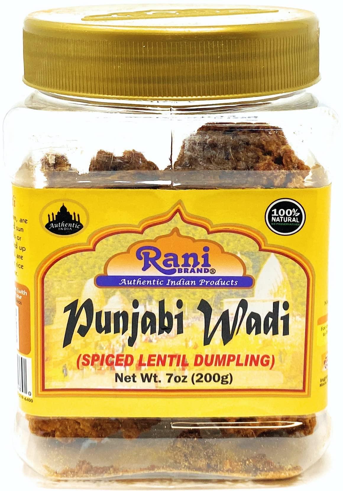 Rani Brand Authentic Indian Products Rani Punjabi Wadi (Vadi) Lentil Spiced Flour Balls 7oz (200g) PET Jar ~ High Protein, All Natural | Vegan | No Colors | Indian Origin