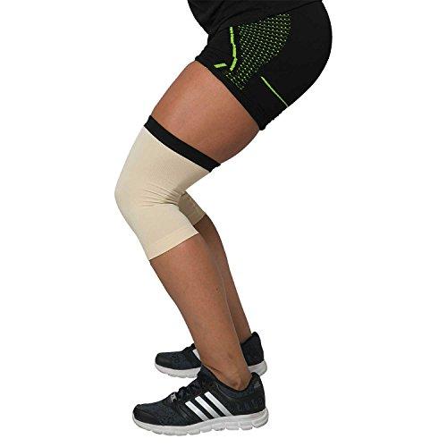 Pure Compression Knee Support Compression Sleeve - Lightweight Knee Brace (Pair) - Great for Running, Weightlifting, Squats, Arthritis (Beige, L)