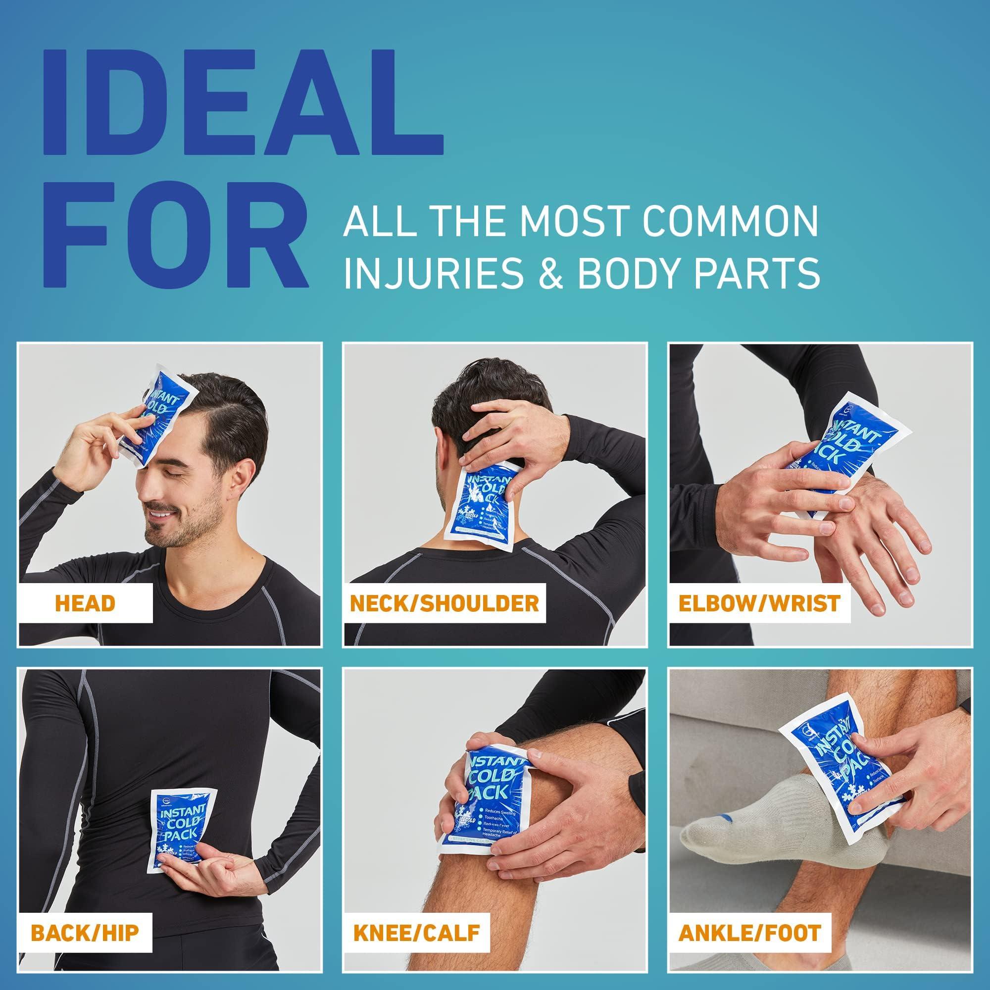 AllSett Health Instant Ice Cold Pack (6 x 4.5) - 100 Packs Disposable Instant Ice Packs for Injuries | Cold Compress Ice Pack for Pain Relief, Swelling, First Aid, Toothache, Athletes & Outdoor Activities