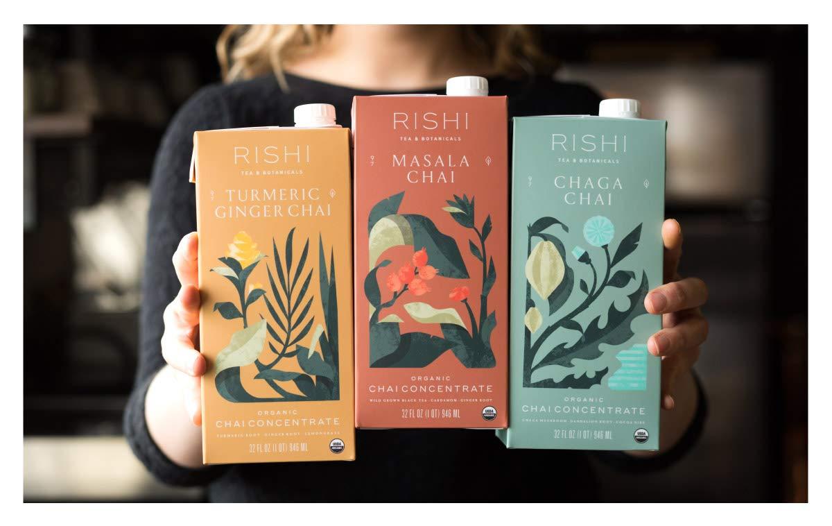 Rishi Tea Rishi Tea Masala Chai Latte, Organic Black Tea Concentrate, Easy-to-Serve Hot or Iced Chai Tea Mix - 32 fl oz Carton, 8 Servings (Pack of 3)