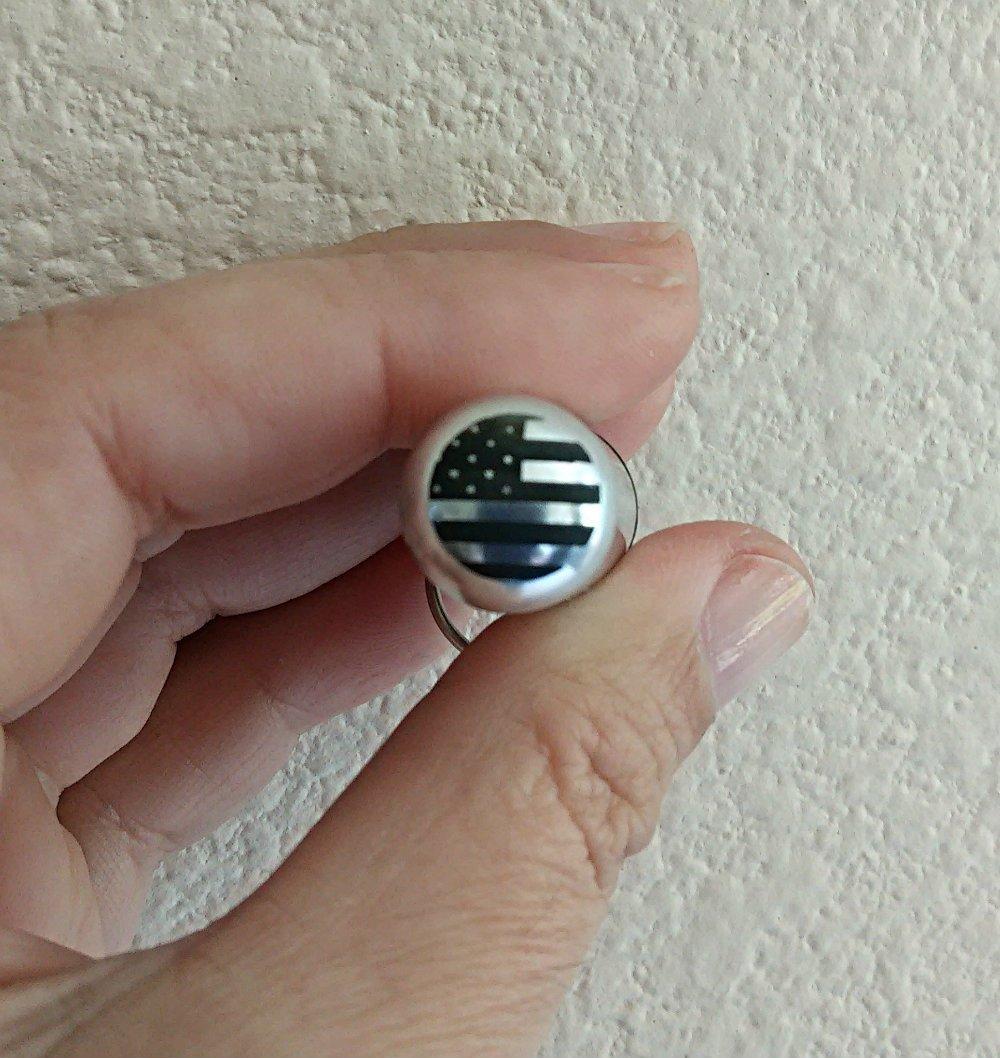 Pasco Specialty Products Unique Brushed Silver Motorcycle Pocket Pill Holder/Container/Stash with Engraved US Flag on Swivel Steel Keychain