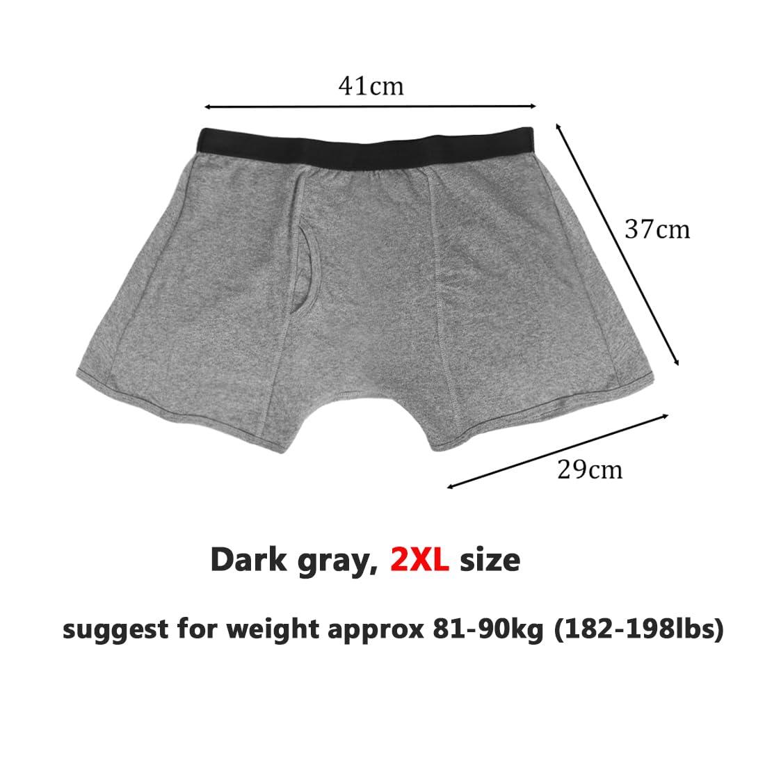 HKSICHENGKEJI Mens Incontinence Underwear Washable Incontinence Boxer Brief Absorbent Waterproof Boxer Shorts Urinary Elastic Cotton Boxer with Front&Rear Reusable Incontinence Brief Leakproof Protective Underwear