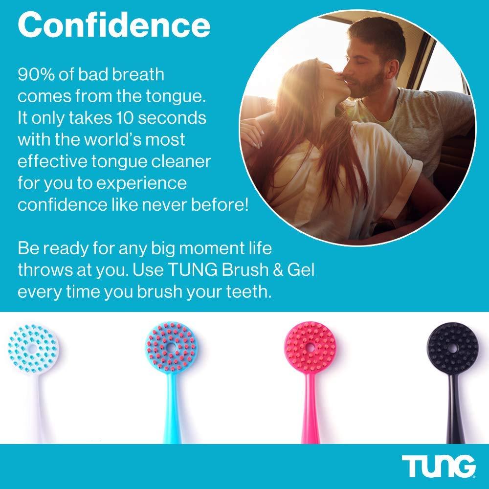 Peak Essentials The Original TUNG Brush Tung Tongue Brush & Gel Kit | Tongue Cleaner for Adults | Tongue Scraper to Fight Bad Breath and Halitosis | Mouth Odor Eliminator | Fresh Mint | Made in America (Set of 2)