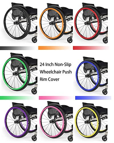 Broutery Broutery Wheelchair Push Rim Covers, 24inch Non-Slip Grips, 1 Pair Silicone Hand Cover, Rear Wheel Grips Accessories, Pink
