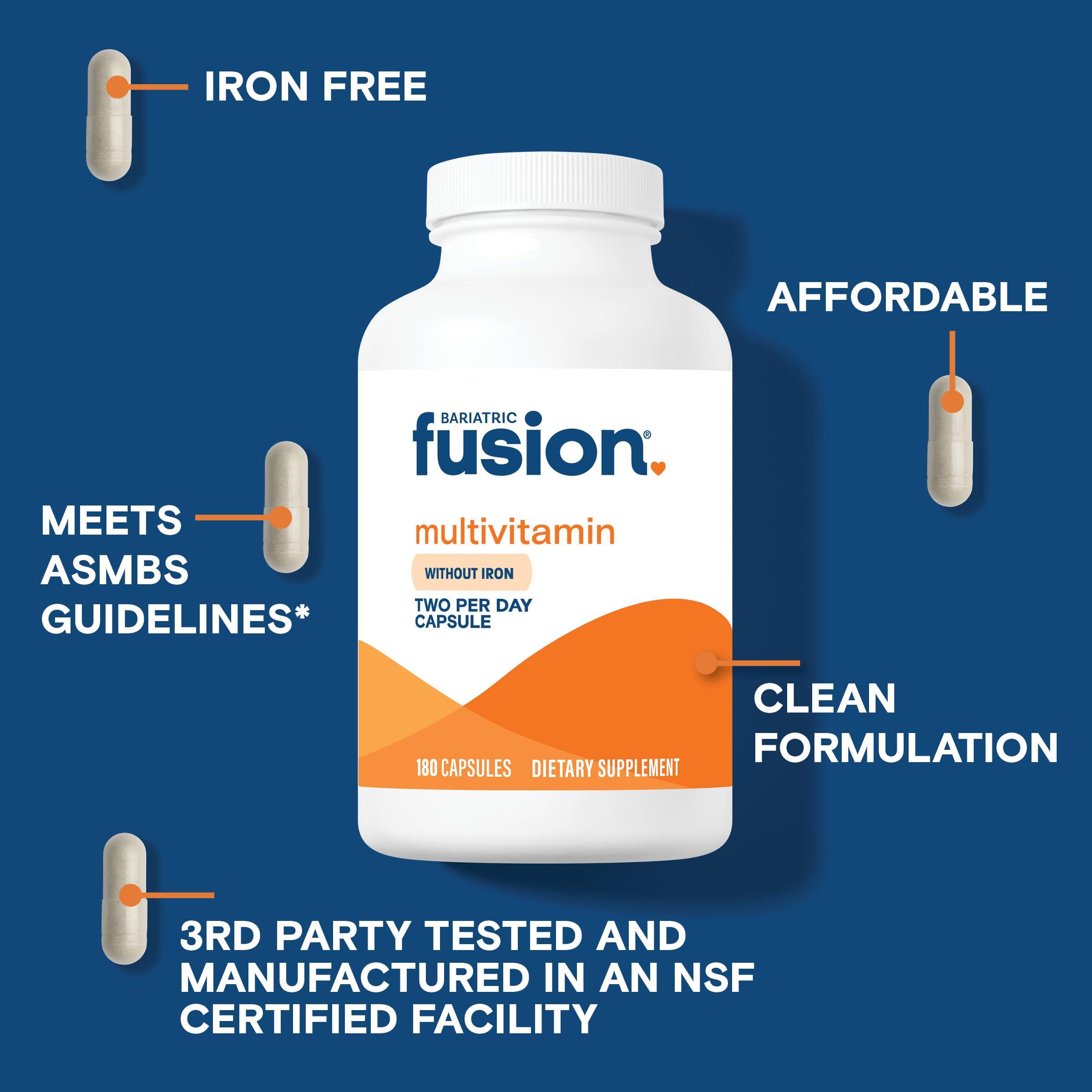 Bariatric Fusion Bariatric Fusion Bariatric Multivitamin Capsules Without Iron for Post Bariatric Surgery Patients Including Gastric Bypass and Sleeve Gastrectomy, 2 Capsules Daily, 1 Year Supply