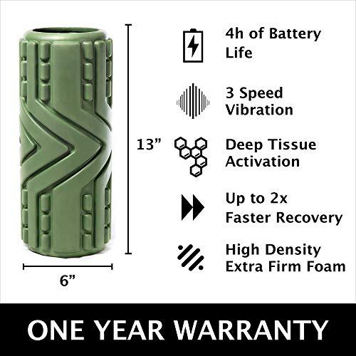 PREMVIDA Premvida Vibrating Foam Roller 3-Speed High Density Extra Firm Electric Trigger Point Muscle Recovery Roller for Running, Hard Deep Tissue Sports Massage, Back Massage for Pain and Myofascial Release