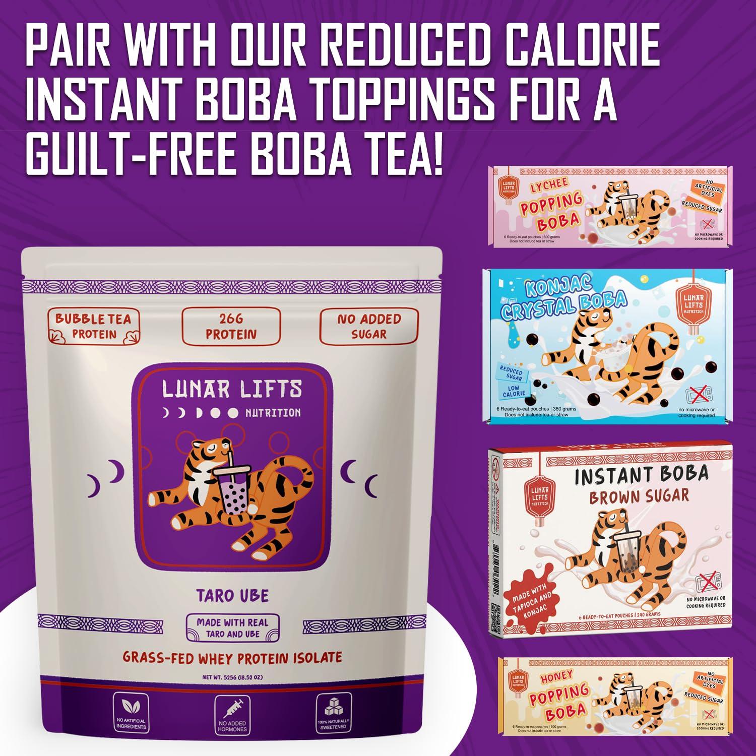 Lunar Lifts Nutrition Lunar Lifts Nutrition Taro Ube Boba Tea Protein Powder | 26g Taro Milk Tea Powder | Whey Protein Isolate Powder | Bubble Tea High Protein Powder | No Added Sugars or Artificial Ingredients
