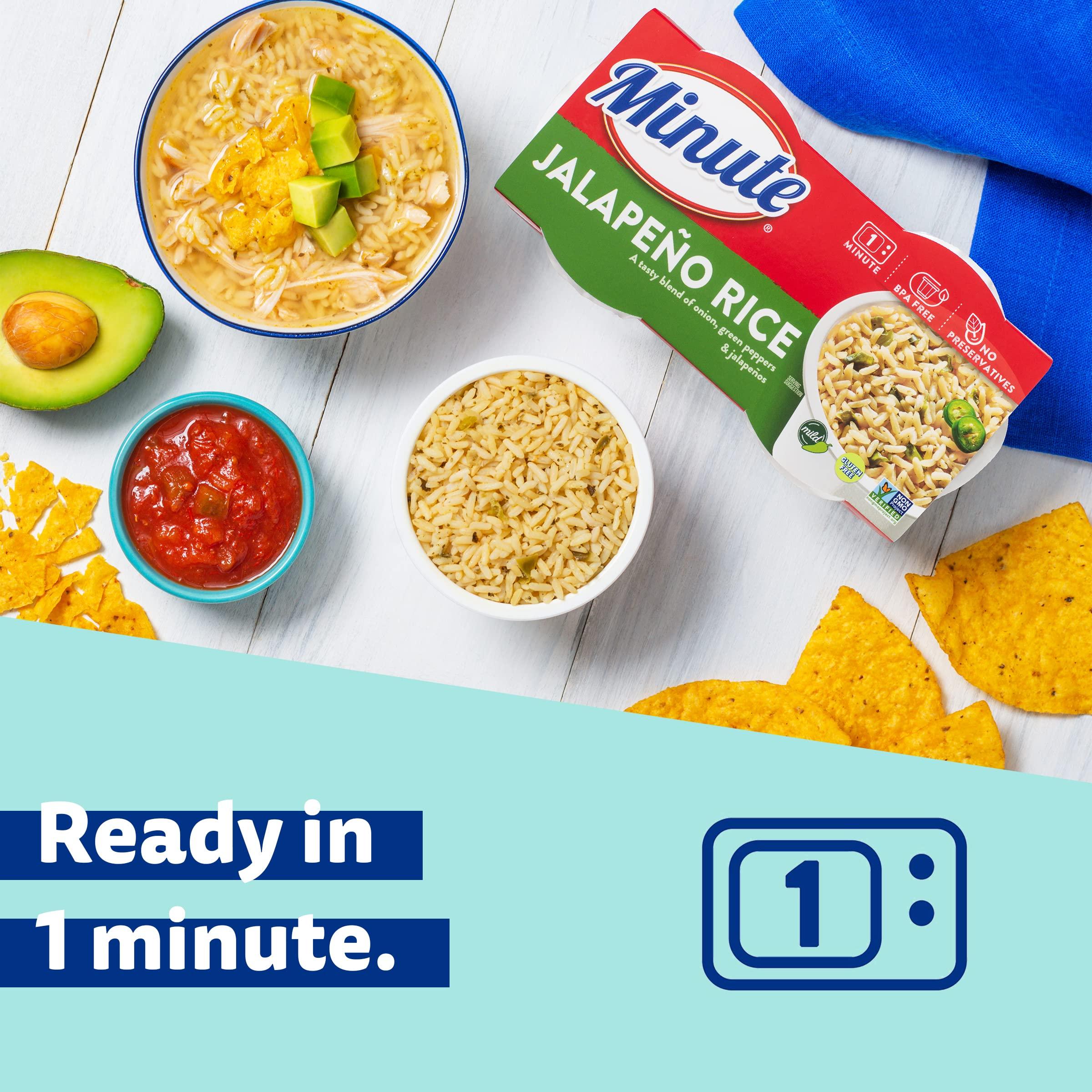 Minute Minute Ready-to Serve Jalapeo Rice, Microwavable Rice Cups, 4.4-Ounce Cups, 2 Count, (Pack of 8)
