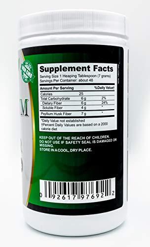 Tarsal Naturals Psyllium Husk Fiber Powder 12 oz Natural Formula Helps for Stool Softener Support Removal of Intestine and Colon toxins Supports for Health Colon and Gastrointestinal Tract Made in USA FDA Registered