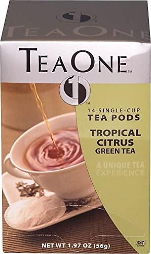 TeaOne Tea One 20700 Tea Pods, Tropical Citrus Green, 14/Box